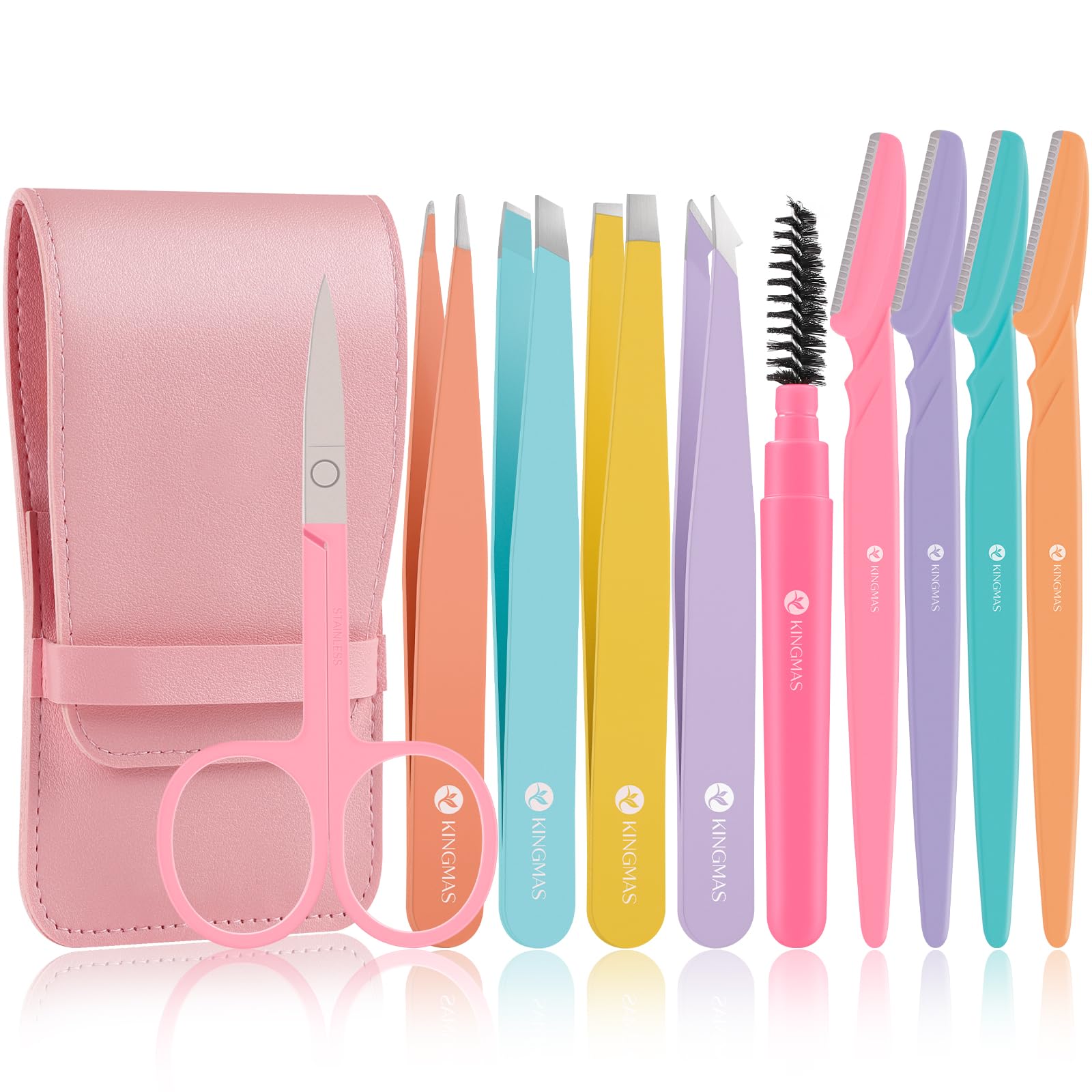KINGMAS set pinzas 10 piezas para cejas: precisión en depilación.