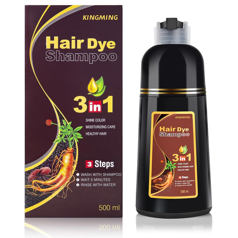 KINGMING Champú Color Canas Oscuro: botella visible para teñir canas en casa