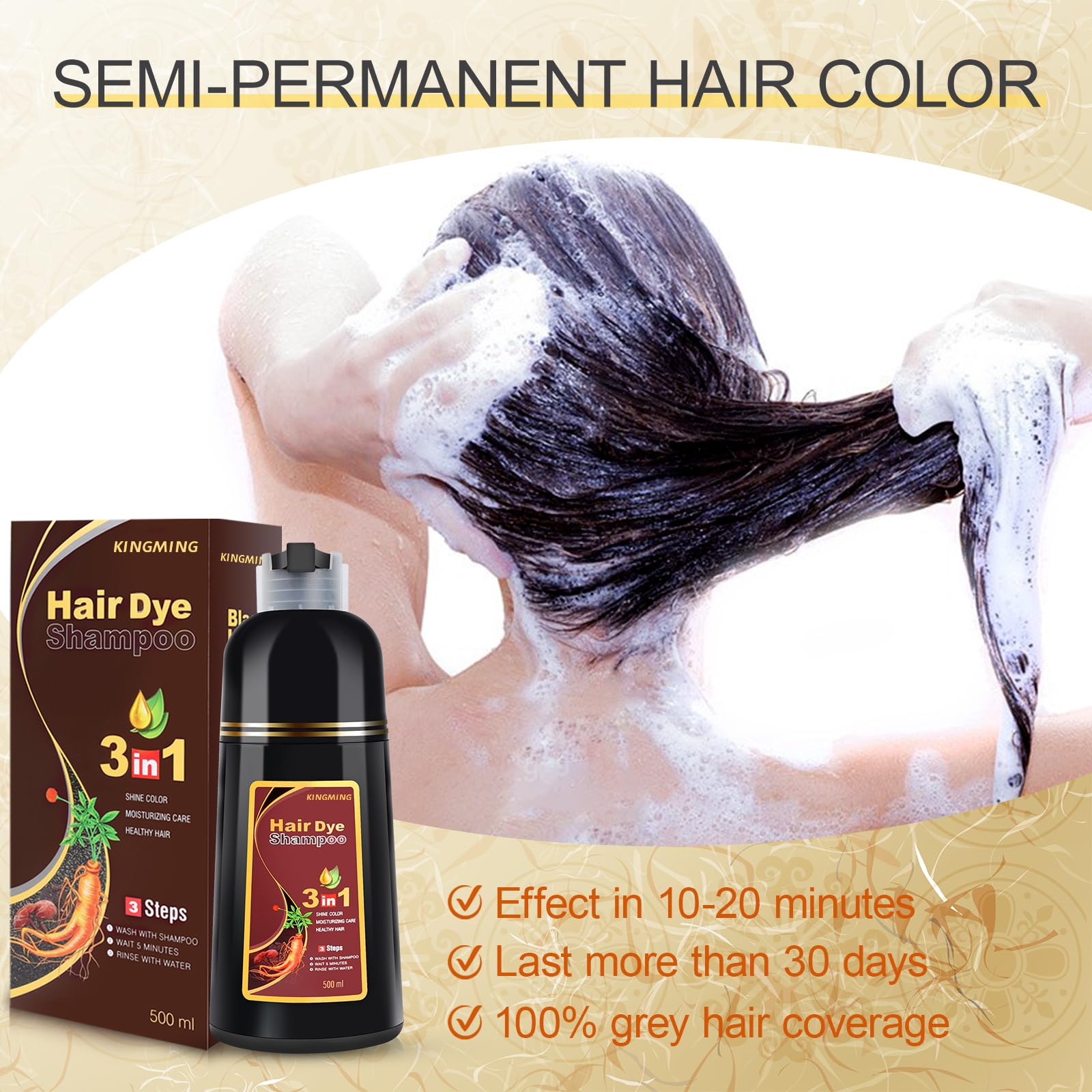 KINGMING Champú Color Canas Oscuro: resultado natural que dura semanas
