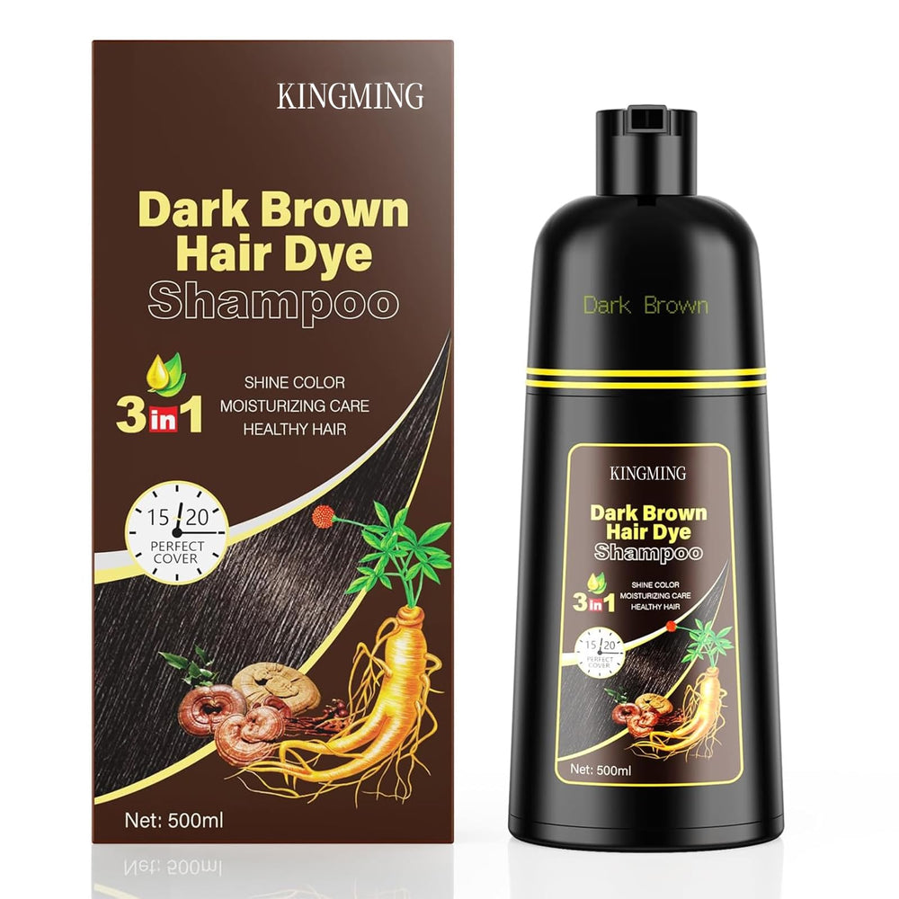KINGMING champú-tinte cabello gris, cobertura rápida y natural