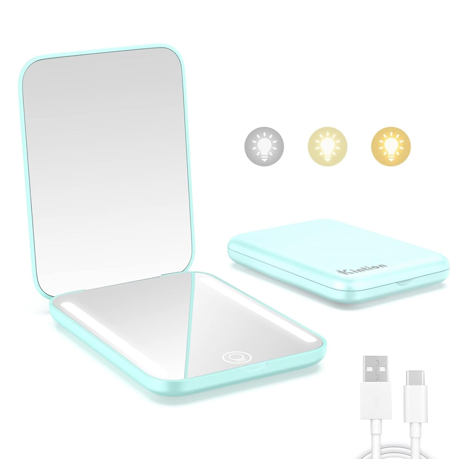 Espejo Kintion de bolsillo con doble cara para maquillaje preciso 1x y 3x.
