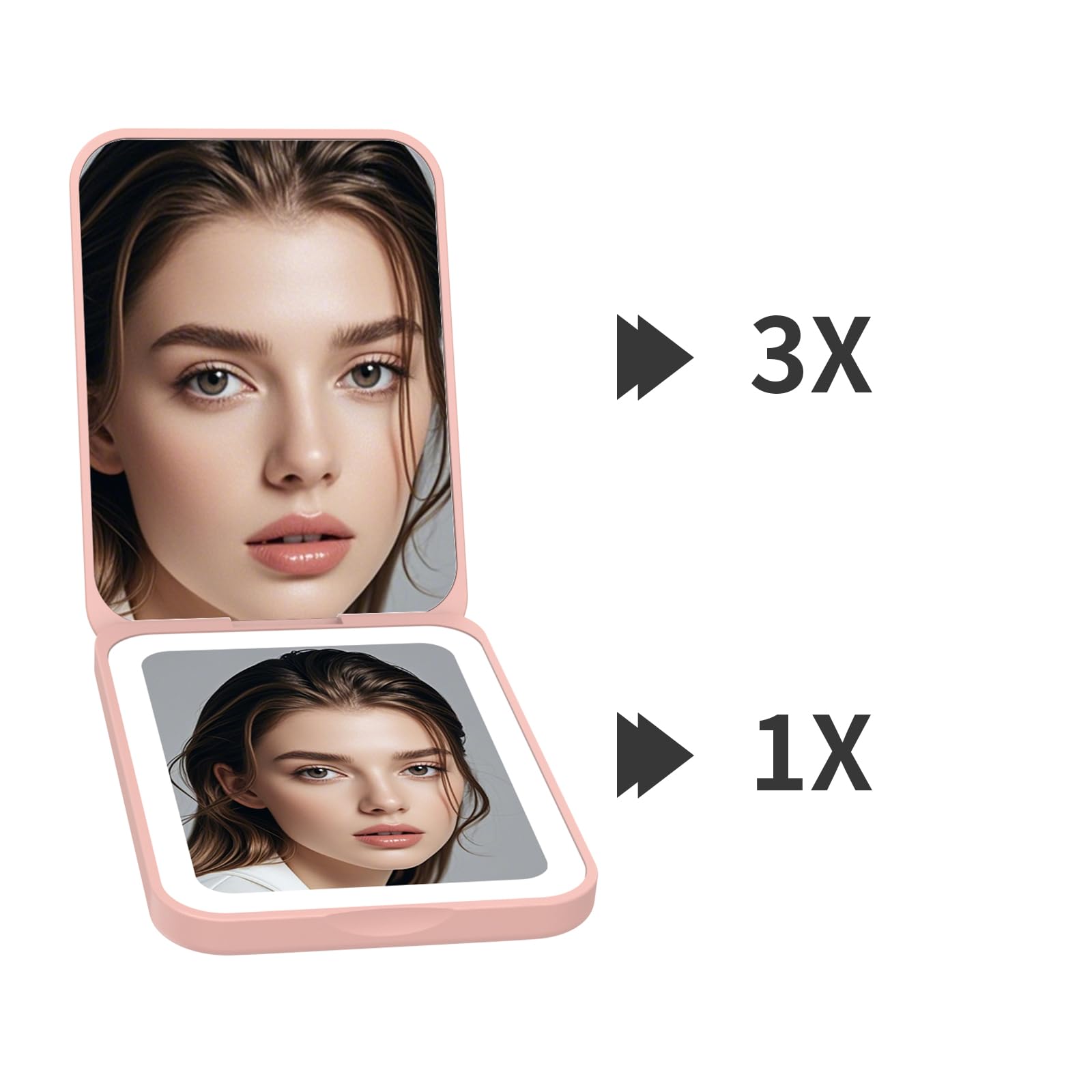 Kintion Espejo Rosa plegable, ideal para bolso y viaje