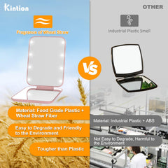 Espejo compacto plegable Kintion, perfecto para viajar y caber en bolsos pequeños.