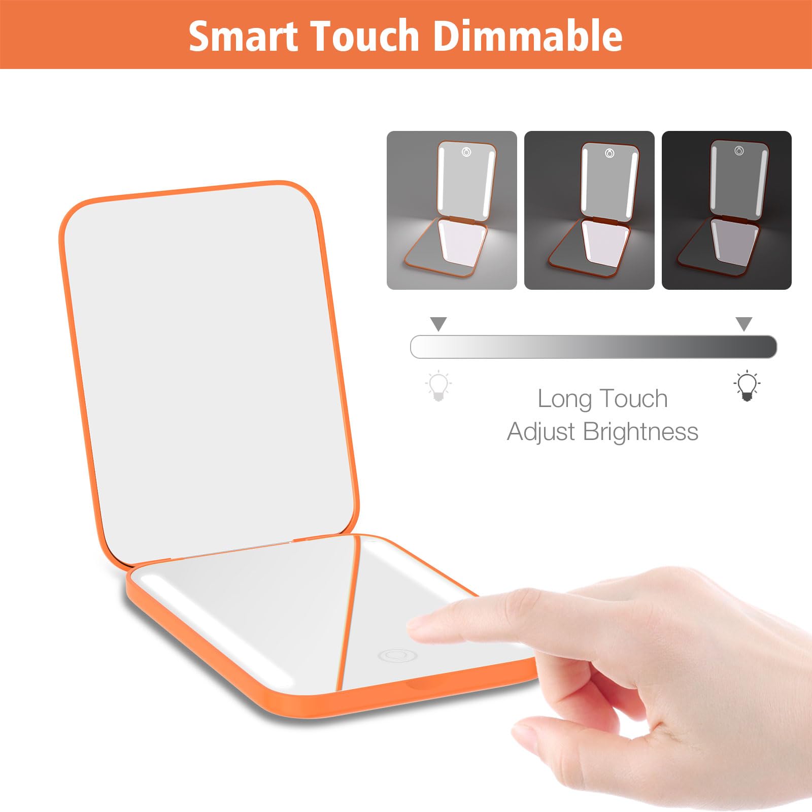 Kintion espejo con luz dimmable suave para uso diario.