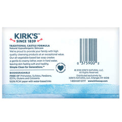 Kirks Castile Original, barra de jabón, limpia suavemente la piel.