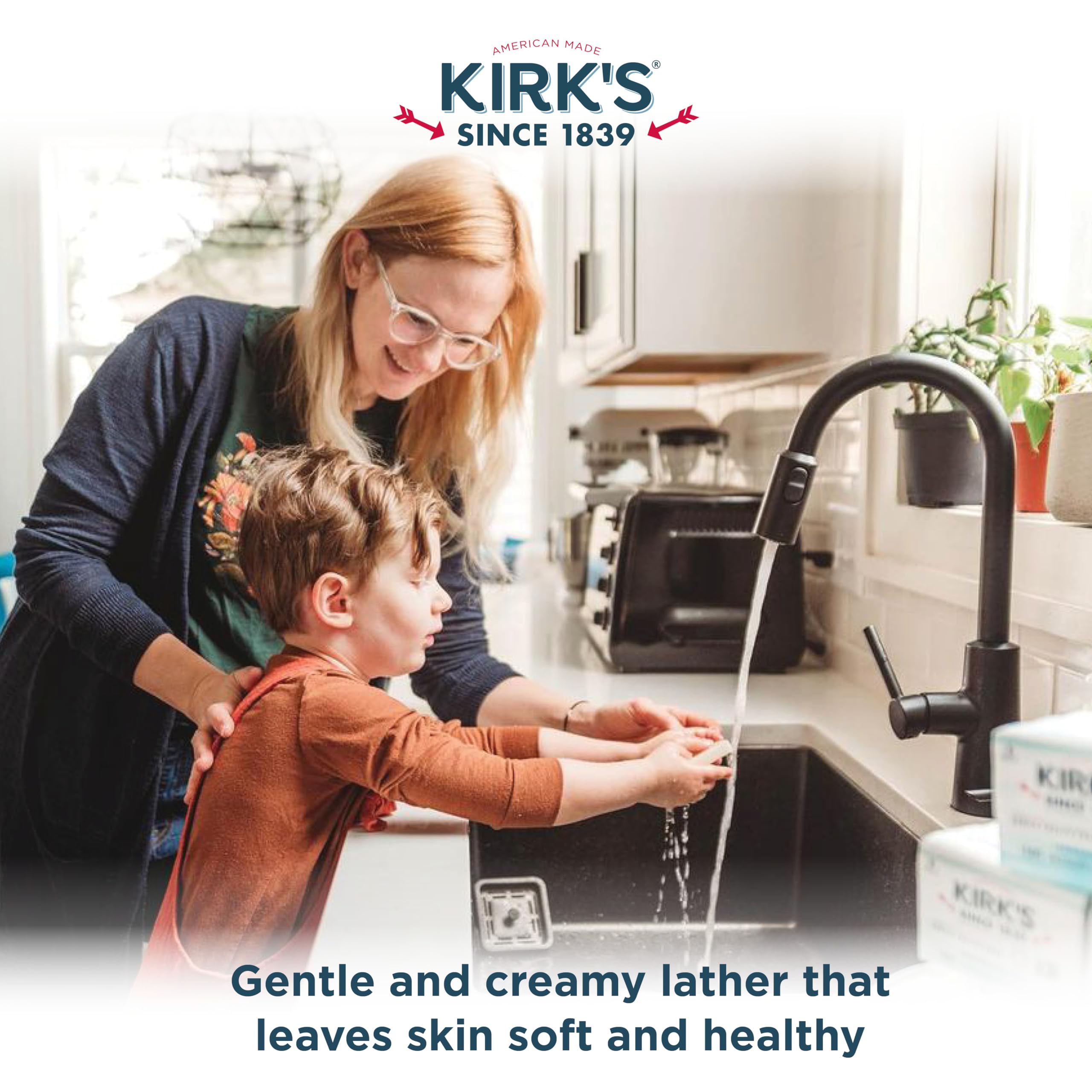 Mousse riche Kirk's Coco Castile sans parfum pour visage et corps