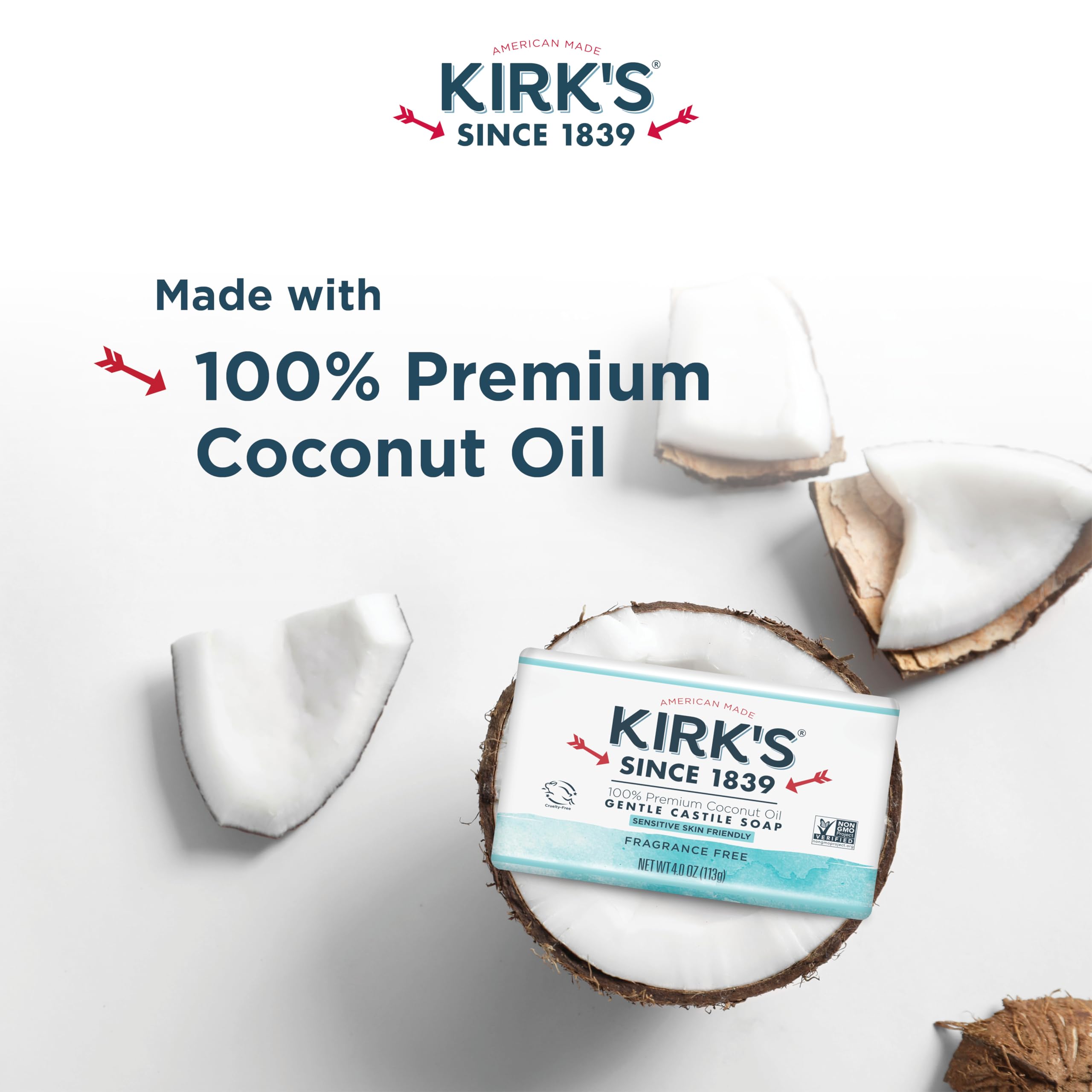 Tranche de savon Kirk's Coco Castile sans parfum