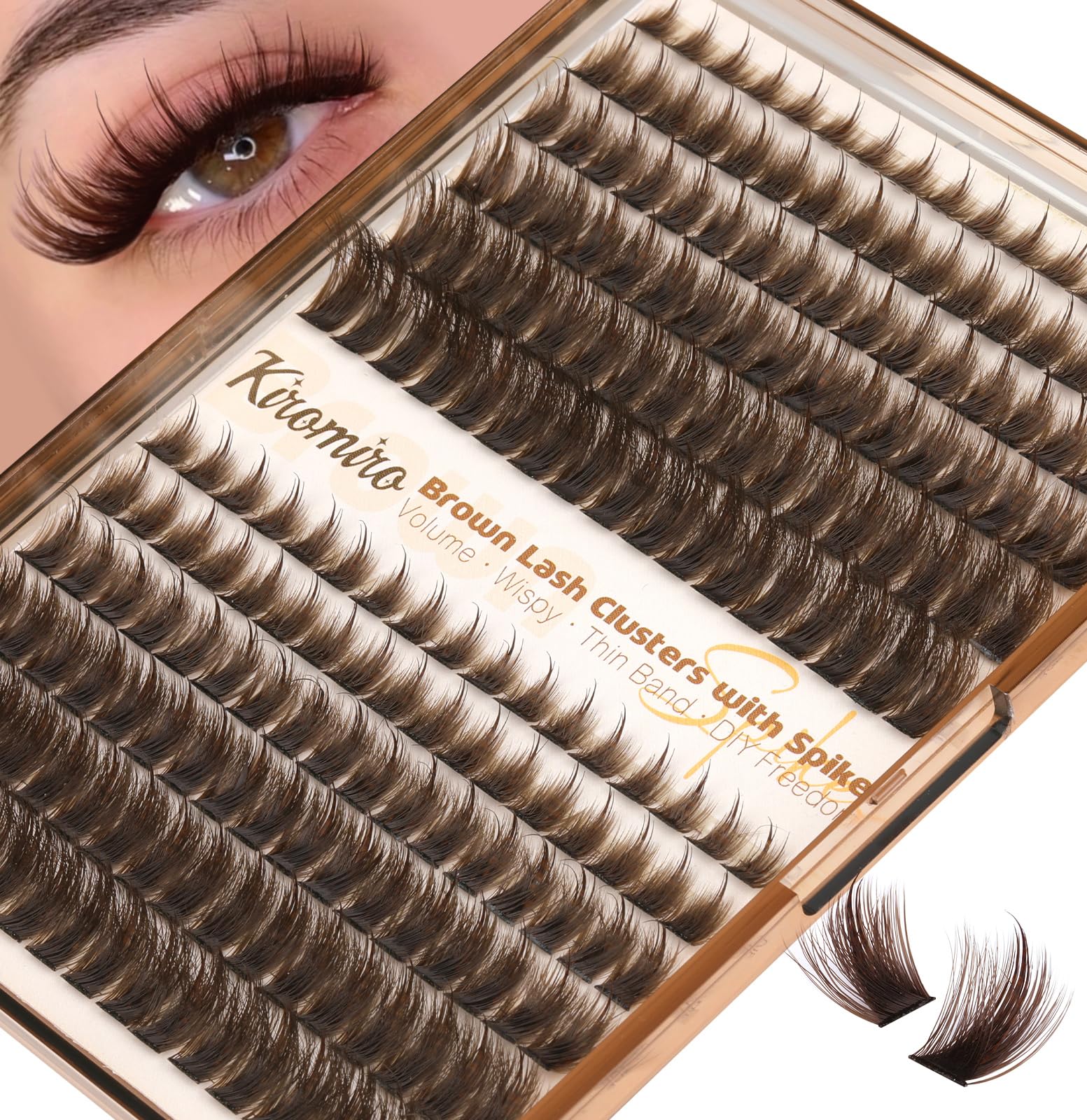 Kiromiro pestañas marrón espigas 10 mm para aspecto natural y volumen ligero
