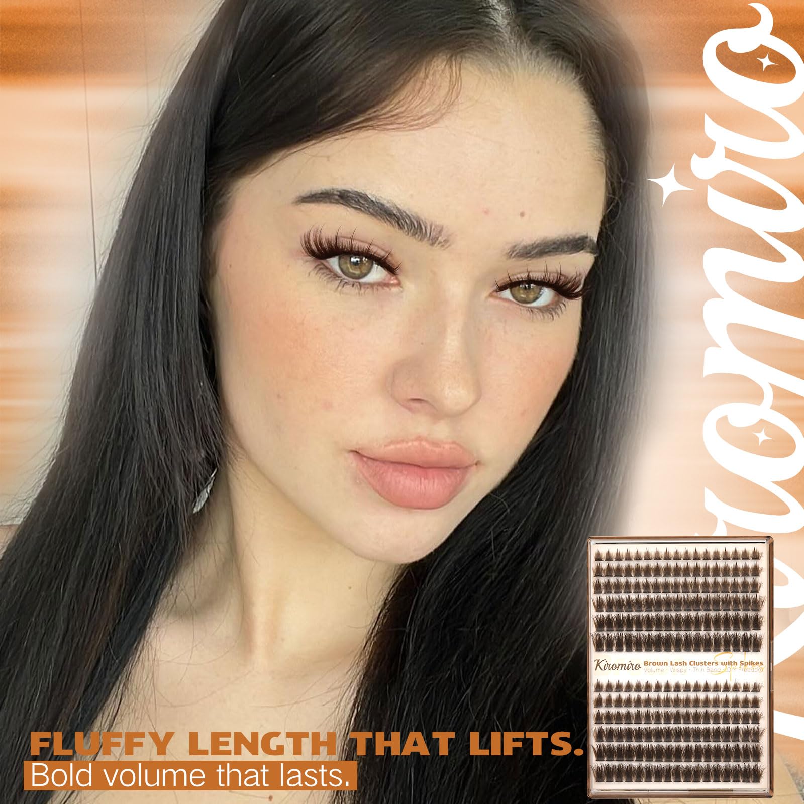 Kiromiro pestañas marrón espigas 20 mm para volumen notable y mirada de impacto