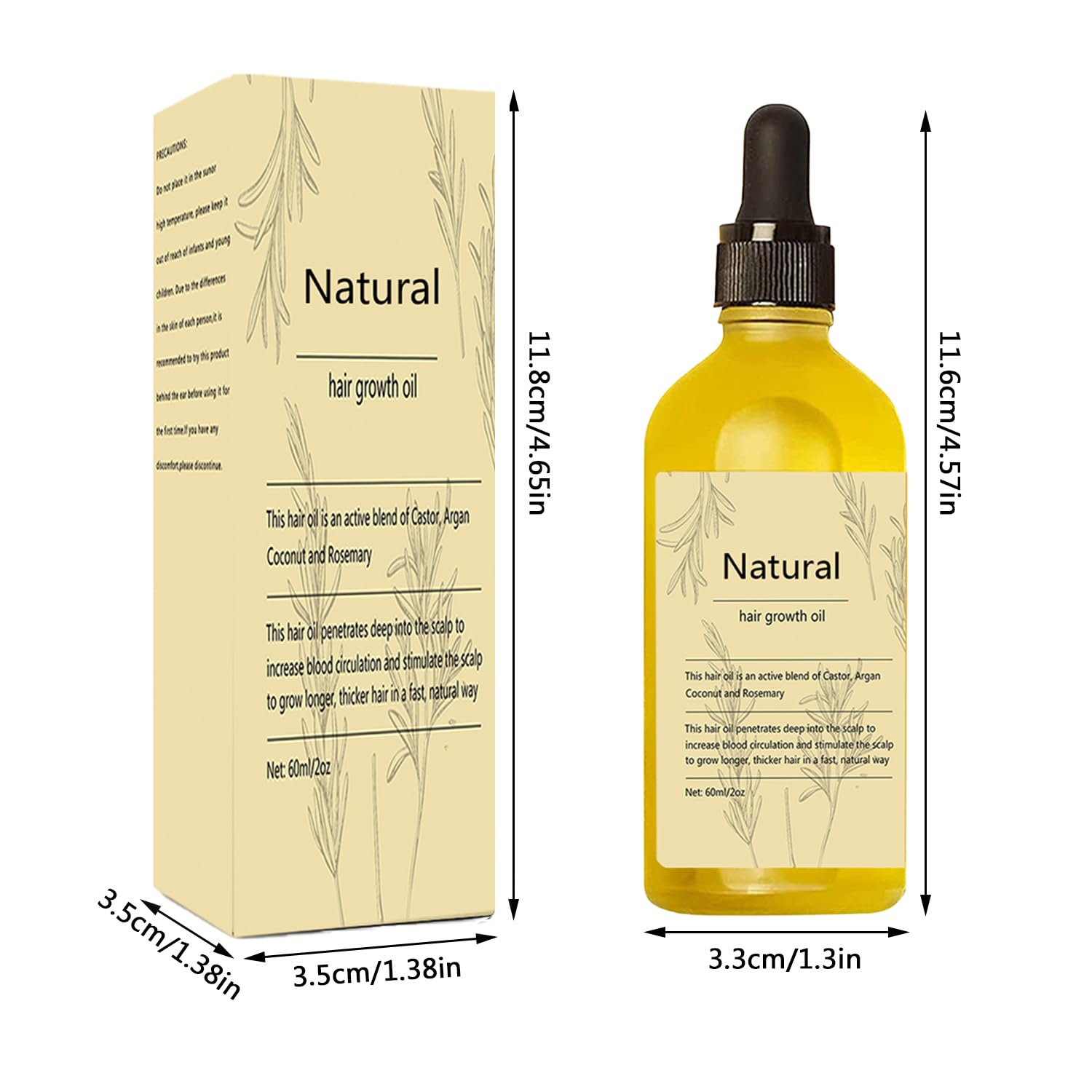 Kisinly Pack de dos frascos de aceite de romero para cabello