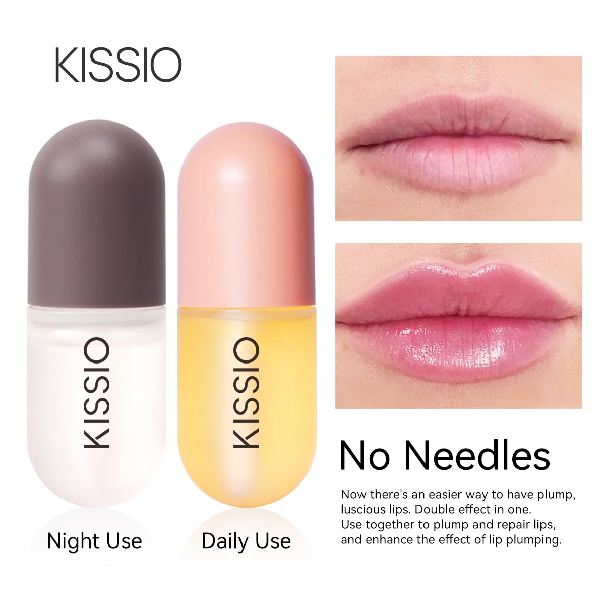 KISSIO Tube jaune au gingembre, effet repulpant possible pendant la journée.