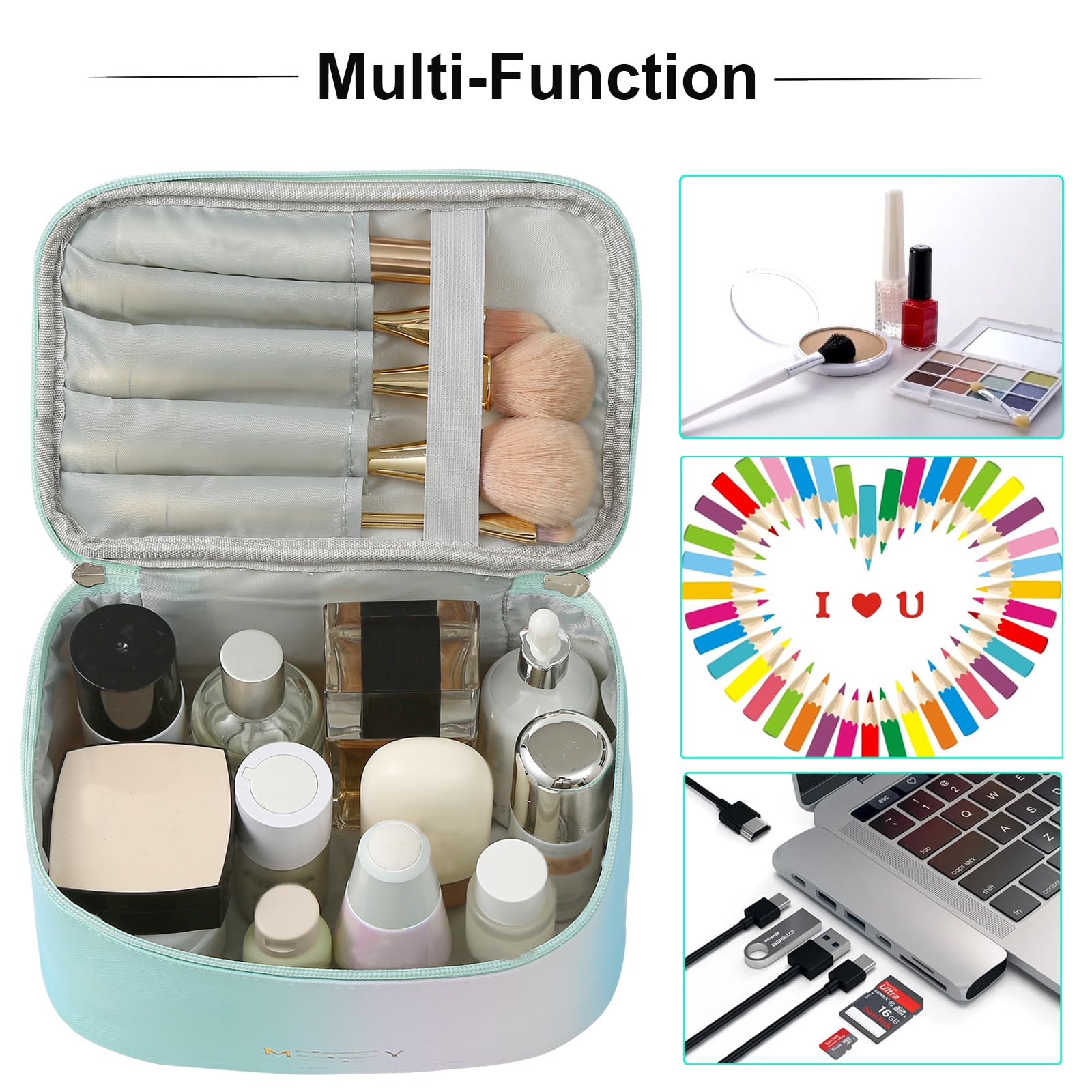 KITENROM interior con bandas elásticas para asegurar labiales y brochas