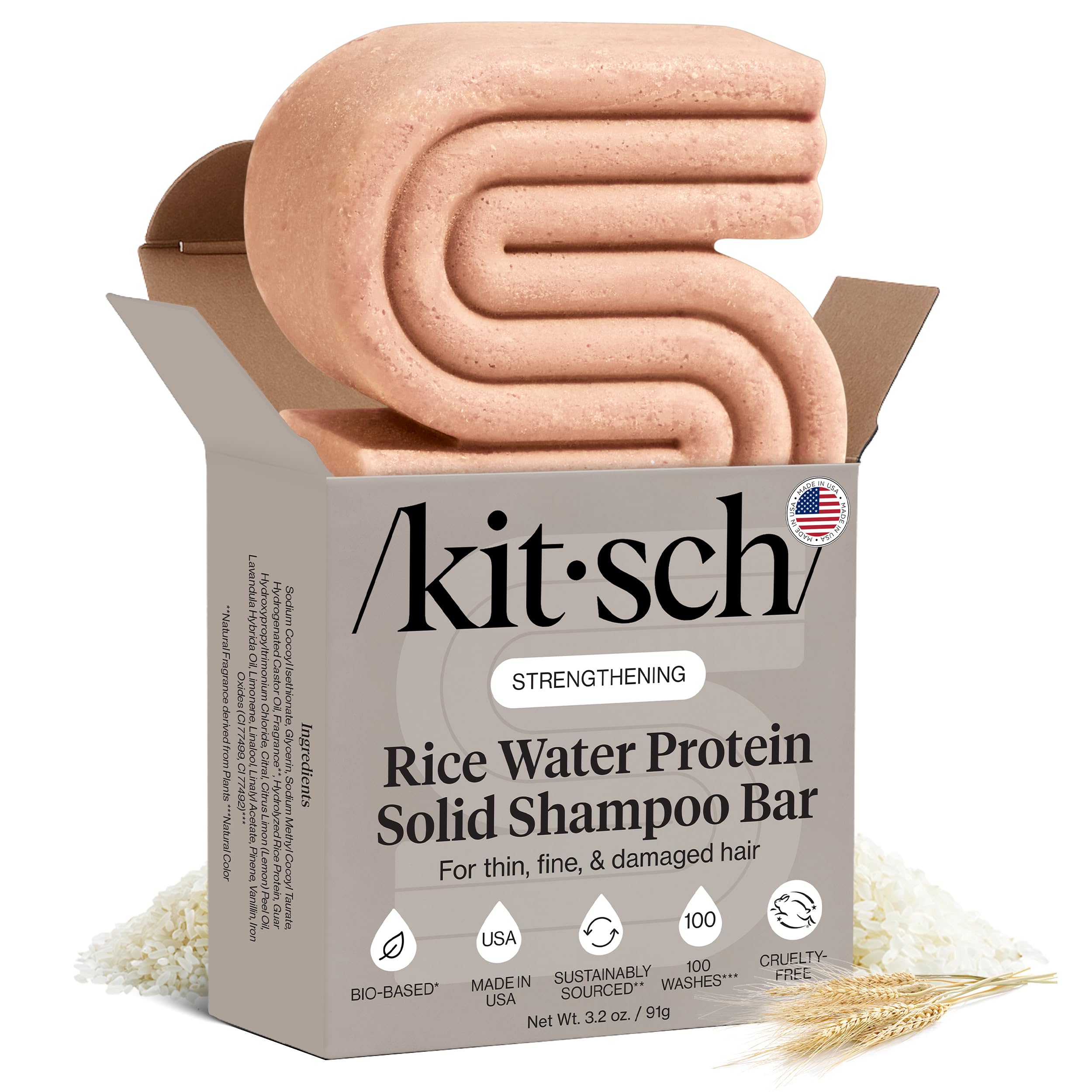 Kitsch Barra champú arroz – crecimiento capilar y fortalecimiento