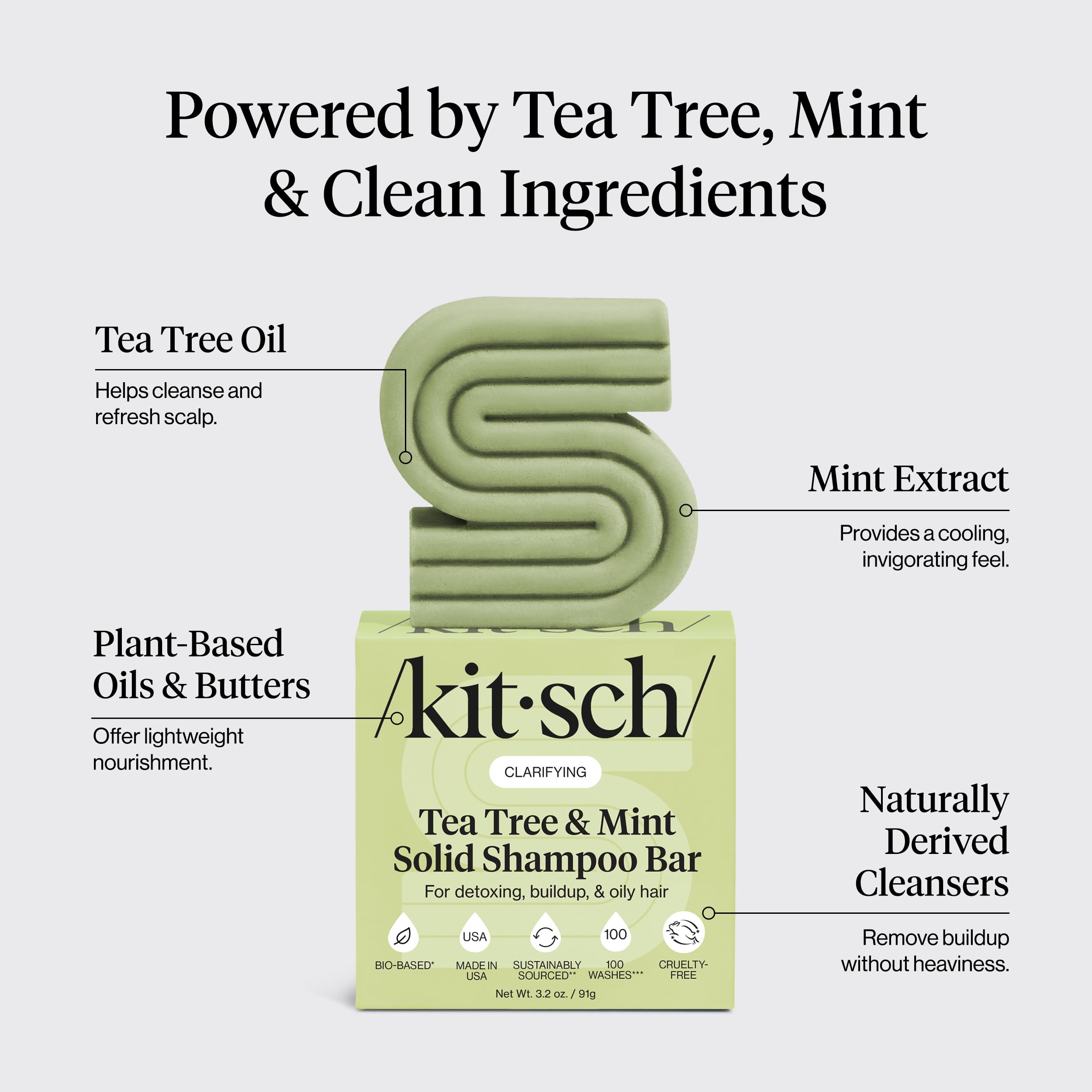 Kitsch barra de champú control de aceite para cabello con limpieza suave