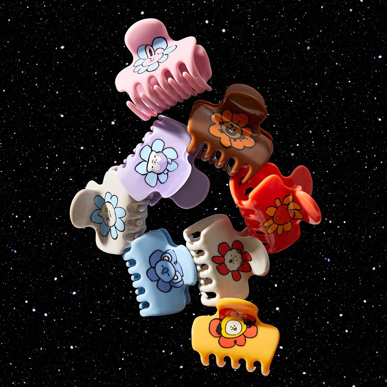 Kitsch BT21 clip puffy medio material reciclado, combina estilo y compromiso ambiental en un accesorio diario.