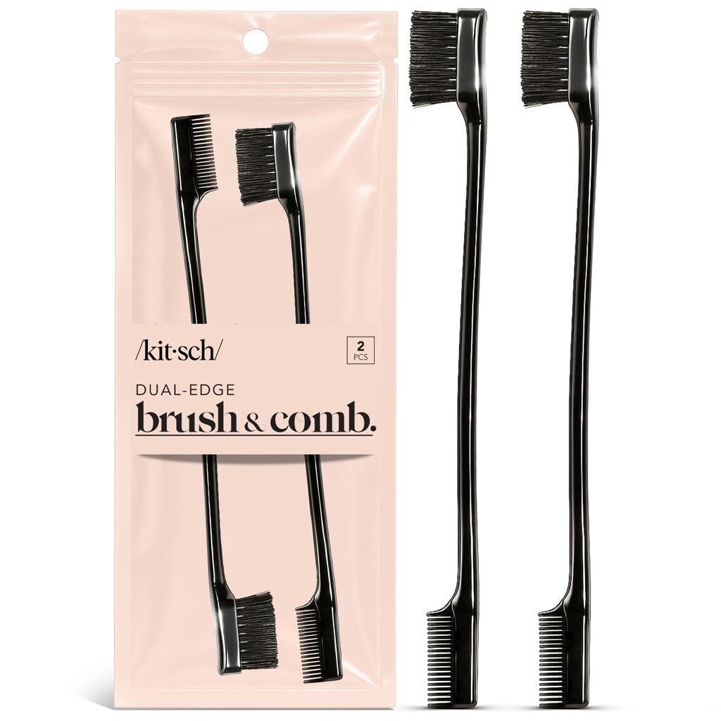 Kitsch cepillo borde de doble cara negro para un acabado definido en flequillo y línea capilar
