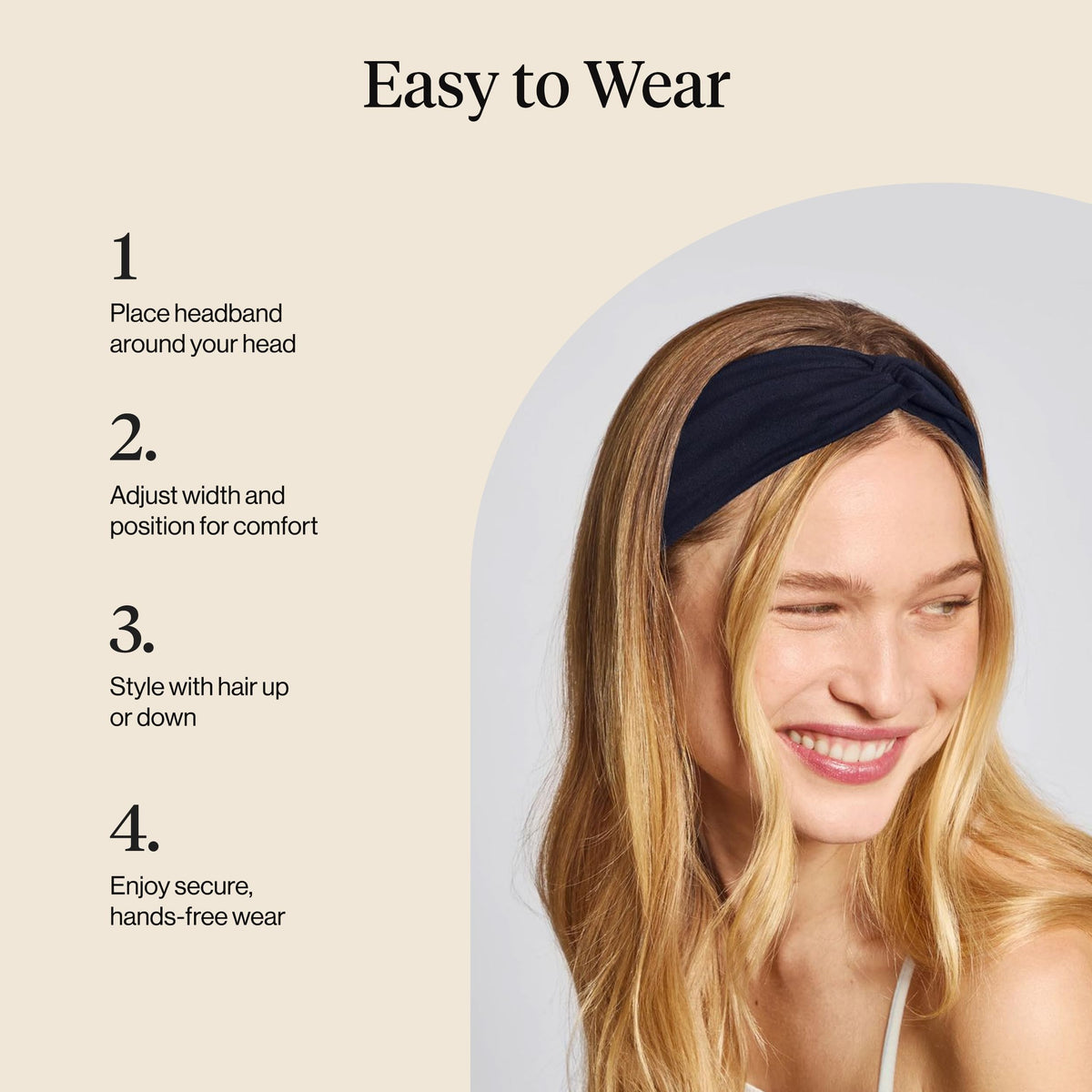 Diadema Kitsch tacto suave para uso diario, sin irritar la piel.