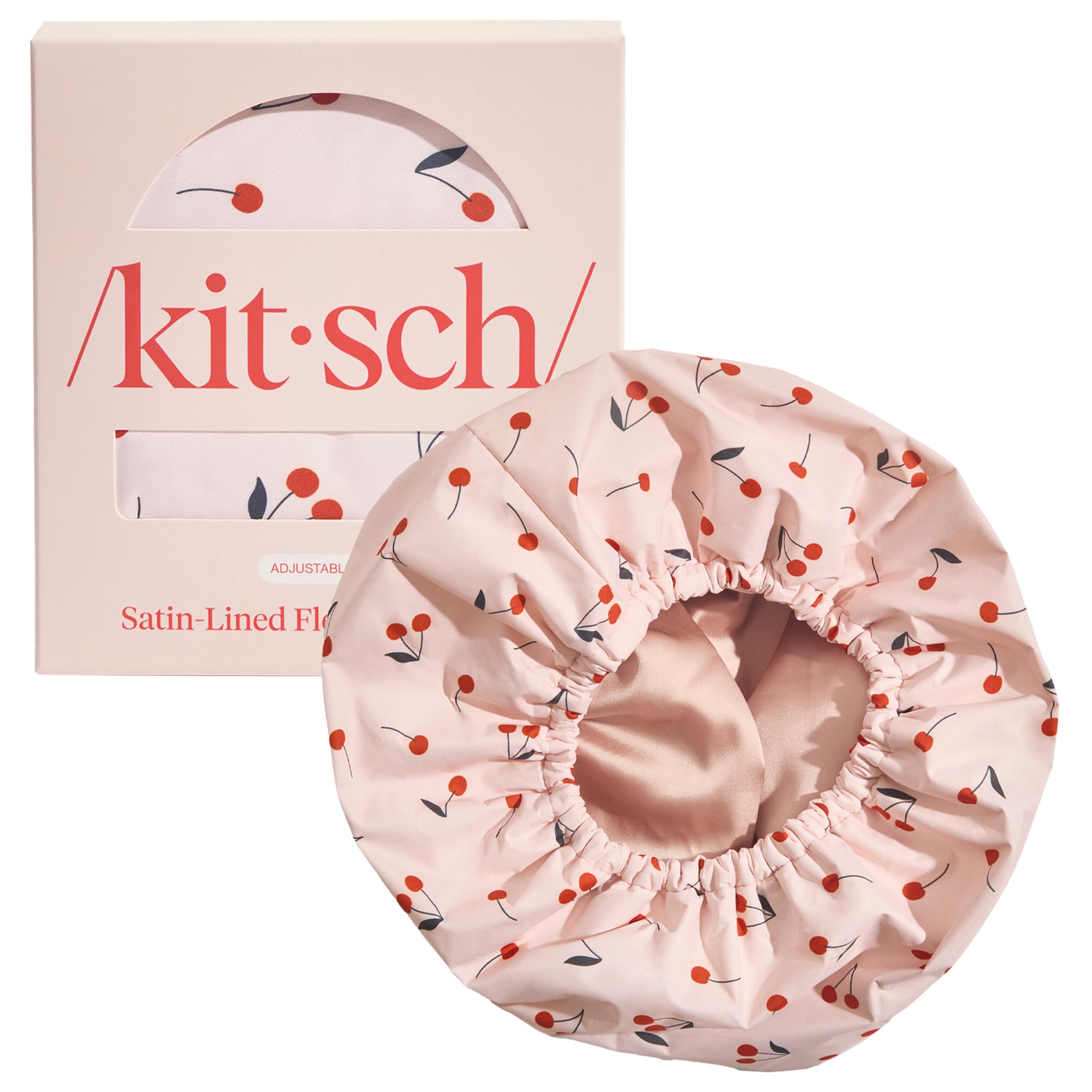 Gorra de ducha Kitsch estampado cereza, estilo chic en el baño