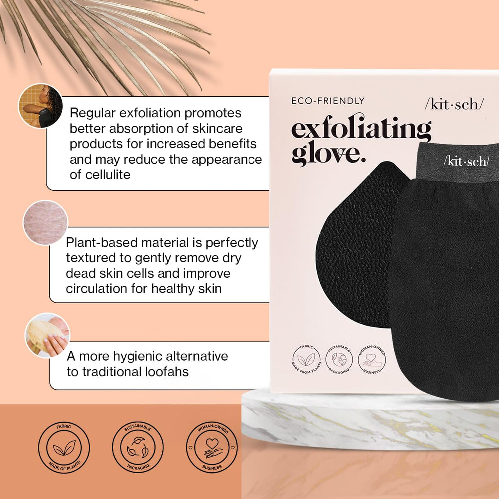 Guante exfoliante Kitsch para zonas difíciles de alcanzar, cobertura completa para piernas y espalda.