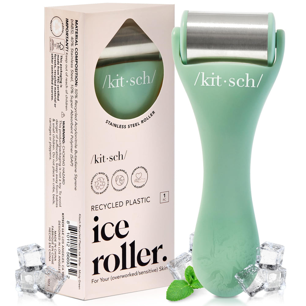 Kitsch rodillo de hielo para rostro ofrece enfriamiento para deshinchar y calmar la piel.