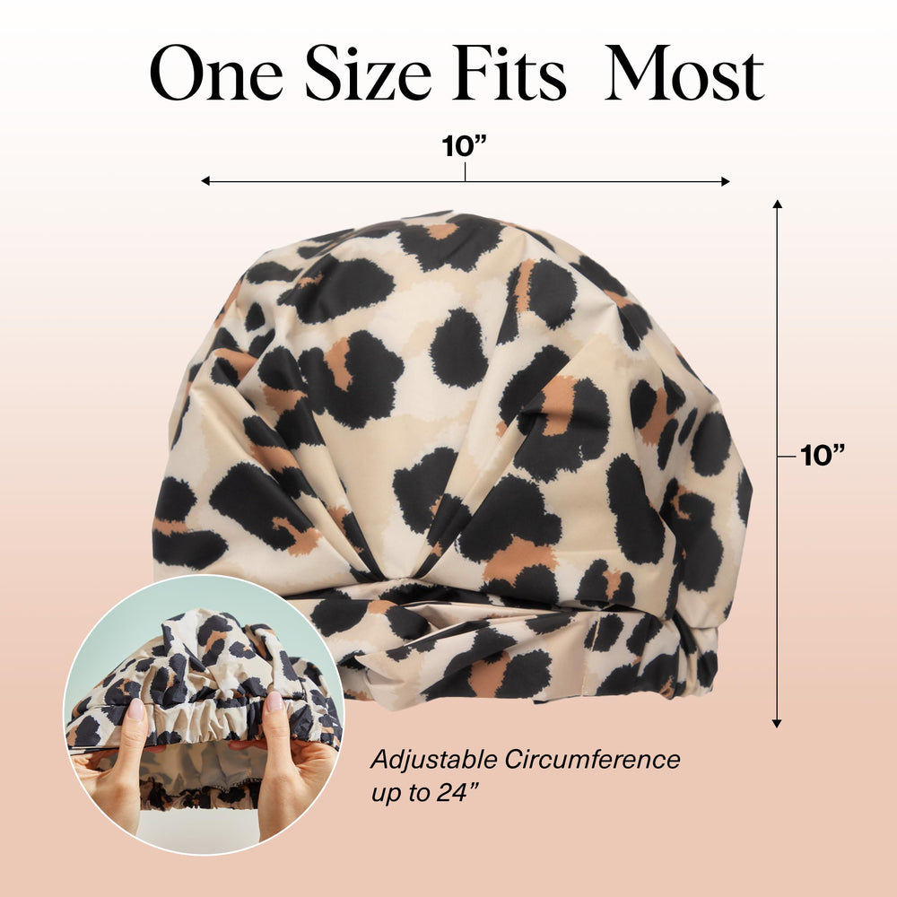 Gorro de ducha Kitsch Leopardo, diseño elegante para estilo y protección.