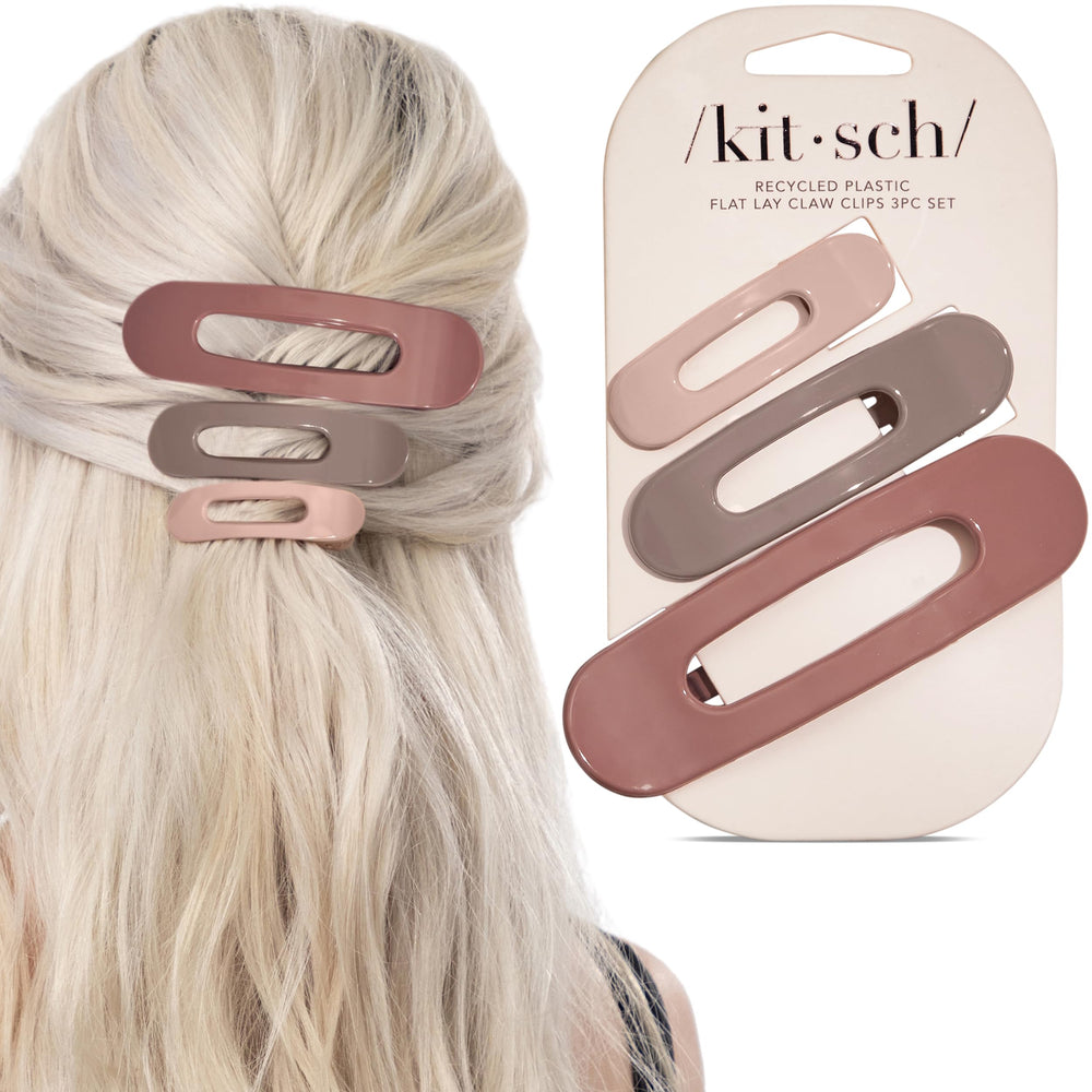 Kitsch pinzas planas en terracota ofrecen sujeción estable para el cabello.