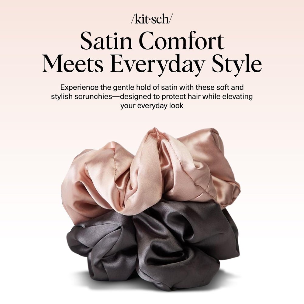 Kitsch coletero satén carbón gris para peinados elegantes y cómodos.