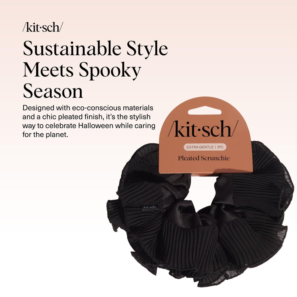 Kitsch coletero plisado negro ofrece agarre suave sin dañar el cabello