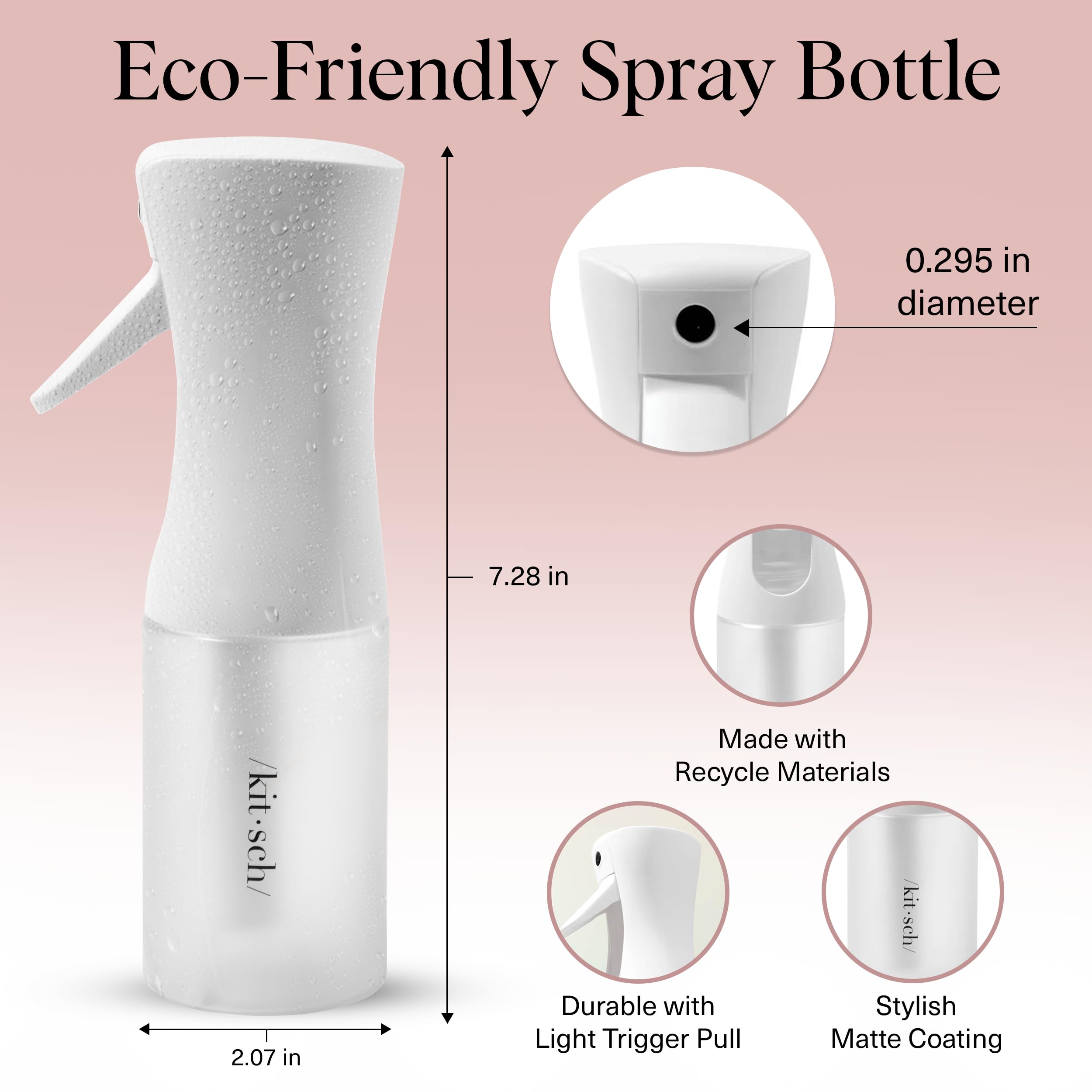 Kitsch tamaño compacto para viaje, spray ligero para cabello y limpieza rápida.
