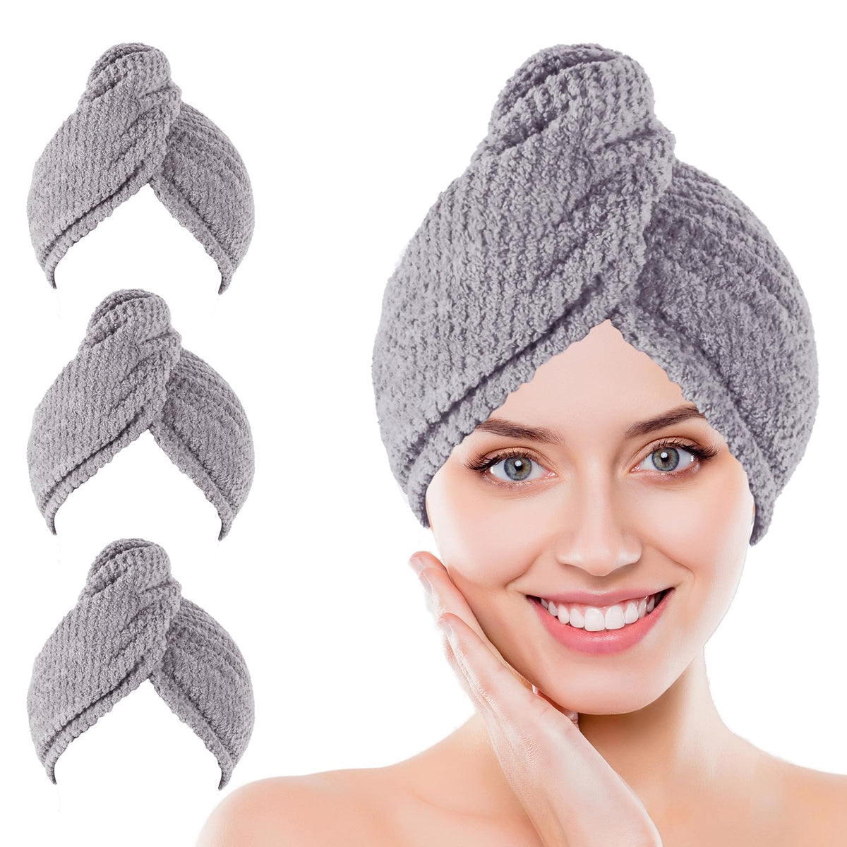 Toalla Kldnkig de microfibra para secar el cabello rápido y suave.