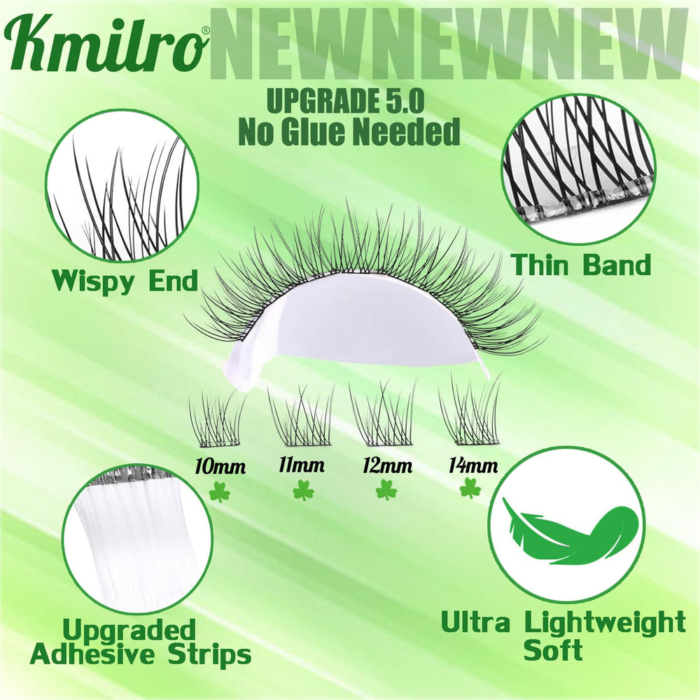 kmilro pestañas autoadhesivas 10-14 mm, adhesión duradera para todo el día sin pegamento.