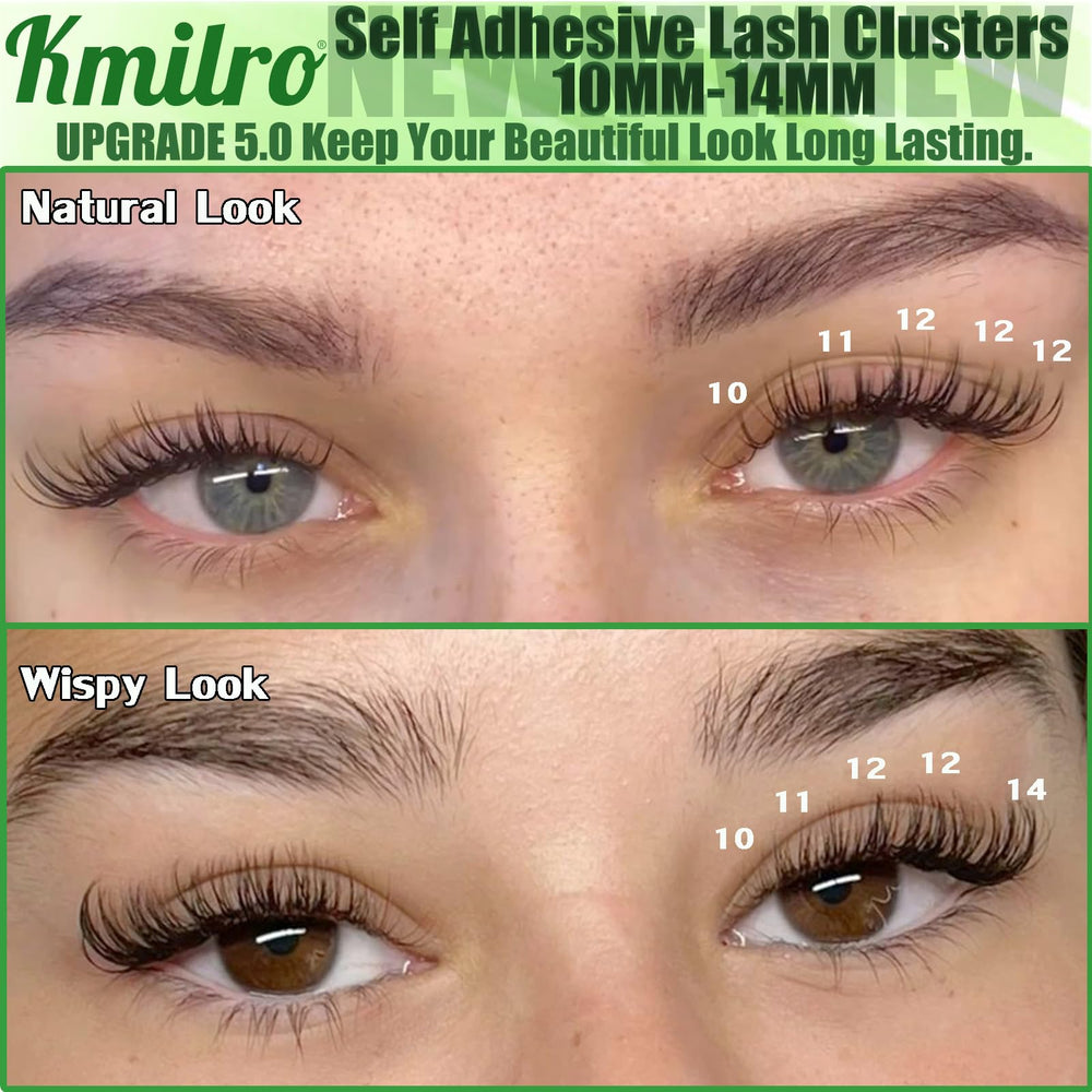 kmilro pestañas autoadhesivas 10-14 mm, aplicación precisa con pinzas para acabado rápido.
