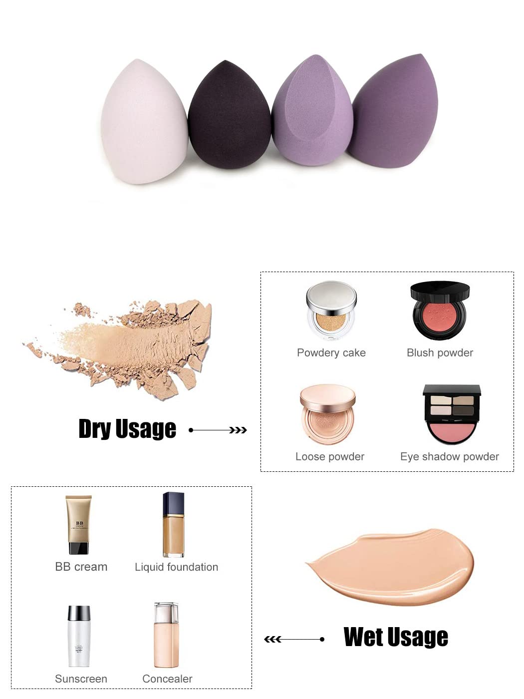 KNEEDARKYEAR diseño ergonómico de esponjas para maquillaje; alcance cómodo alrededor de ojos y nariz