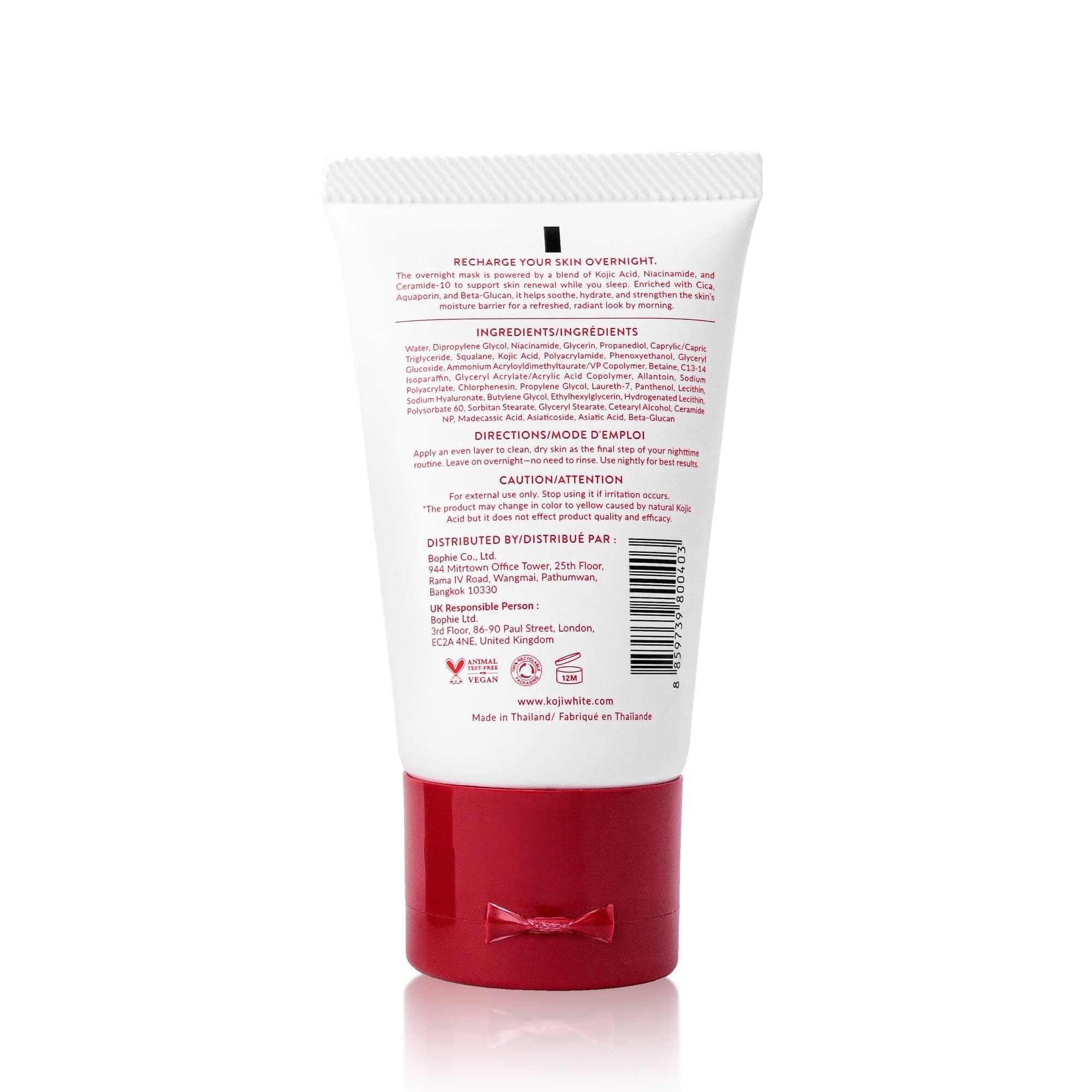 Koji White Cruelty-Free: libre de pruebas en animales y pensado para veganos.