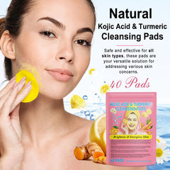 Almohadilla limpiadora con ácido kojico y cúrcuma, exfoliación suave en el rostro.