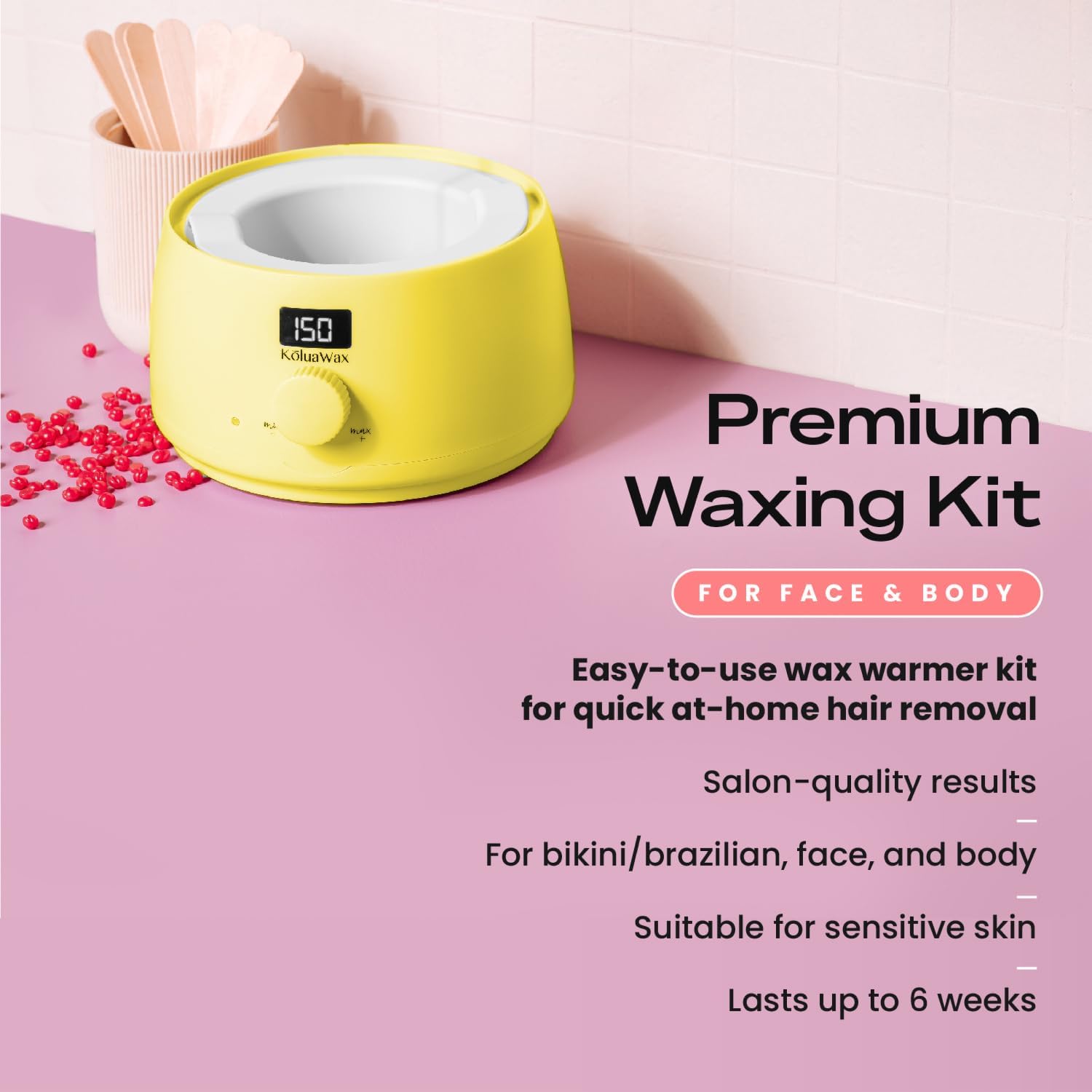 KoluaWax pote de silicona removible facilita limpieza y reutilización.