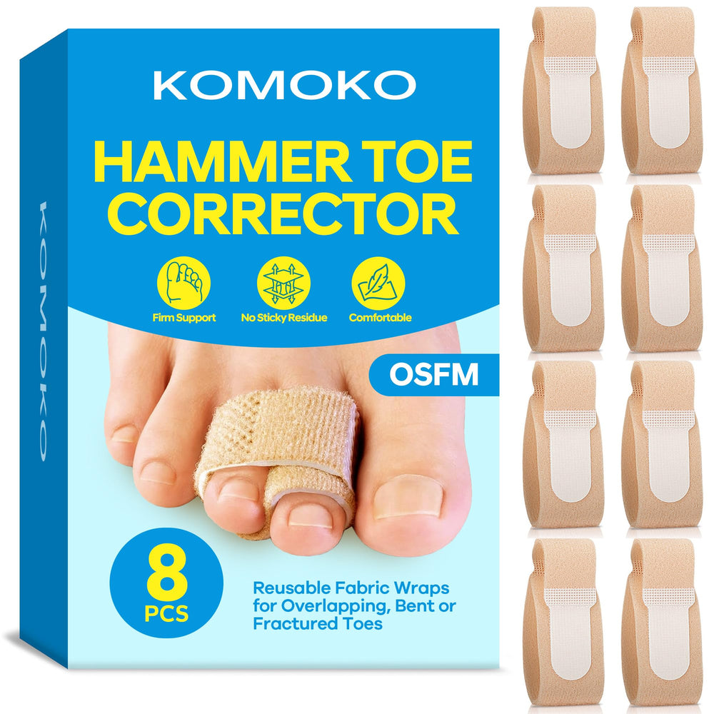 Komoko Corrector de dedo martillo en primer plano, ajuste cómodo para uso diario.
