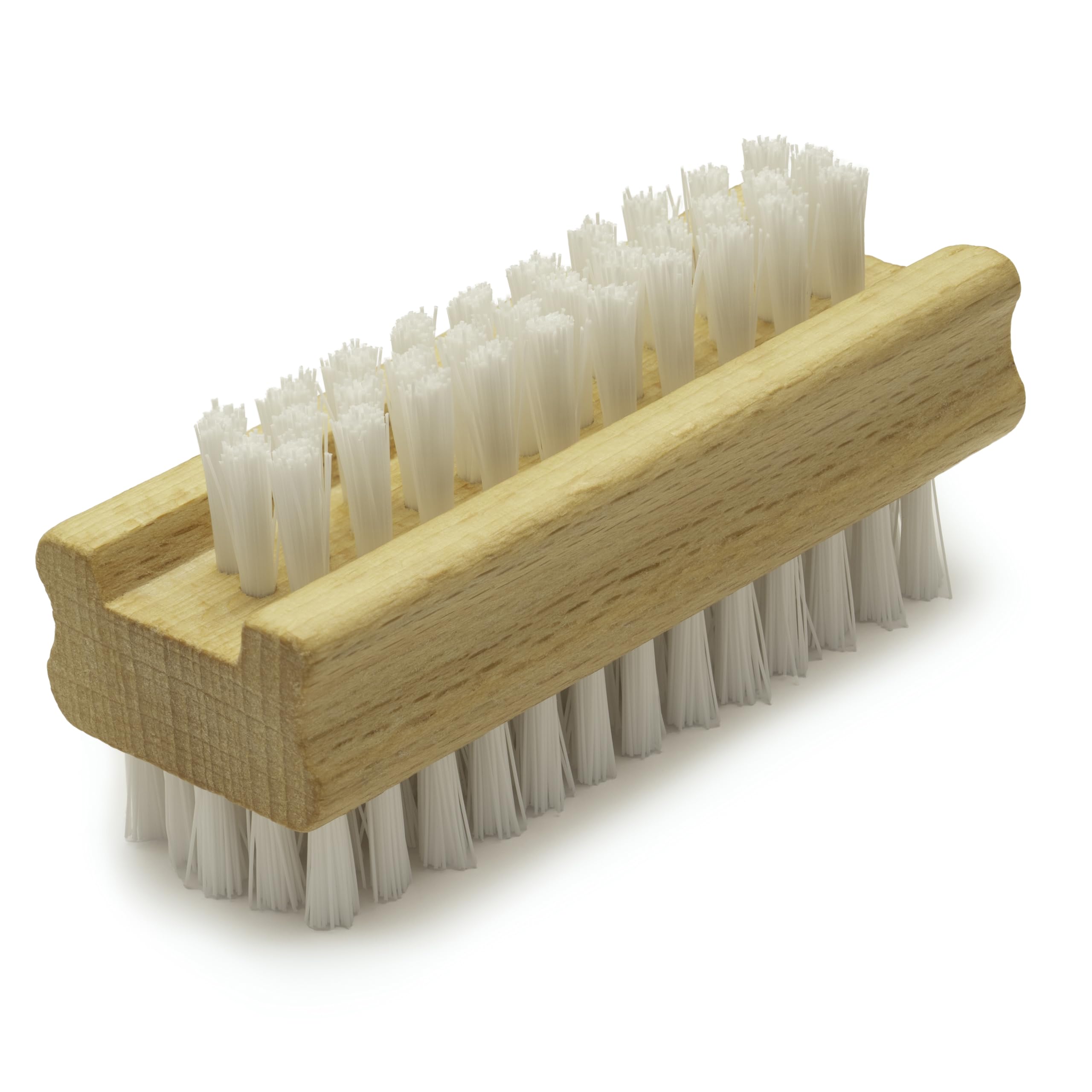 Cepillo KONEX para uñas de dos caras con mango de madera, limpieza profunda.