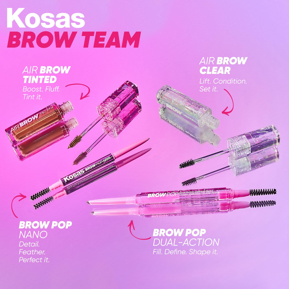 Kosas Brow Pop Nano quick application motion helps detail large areas.