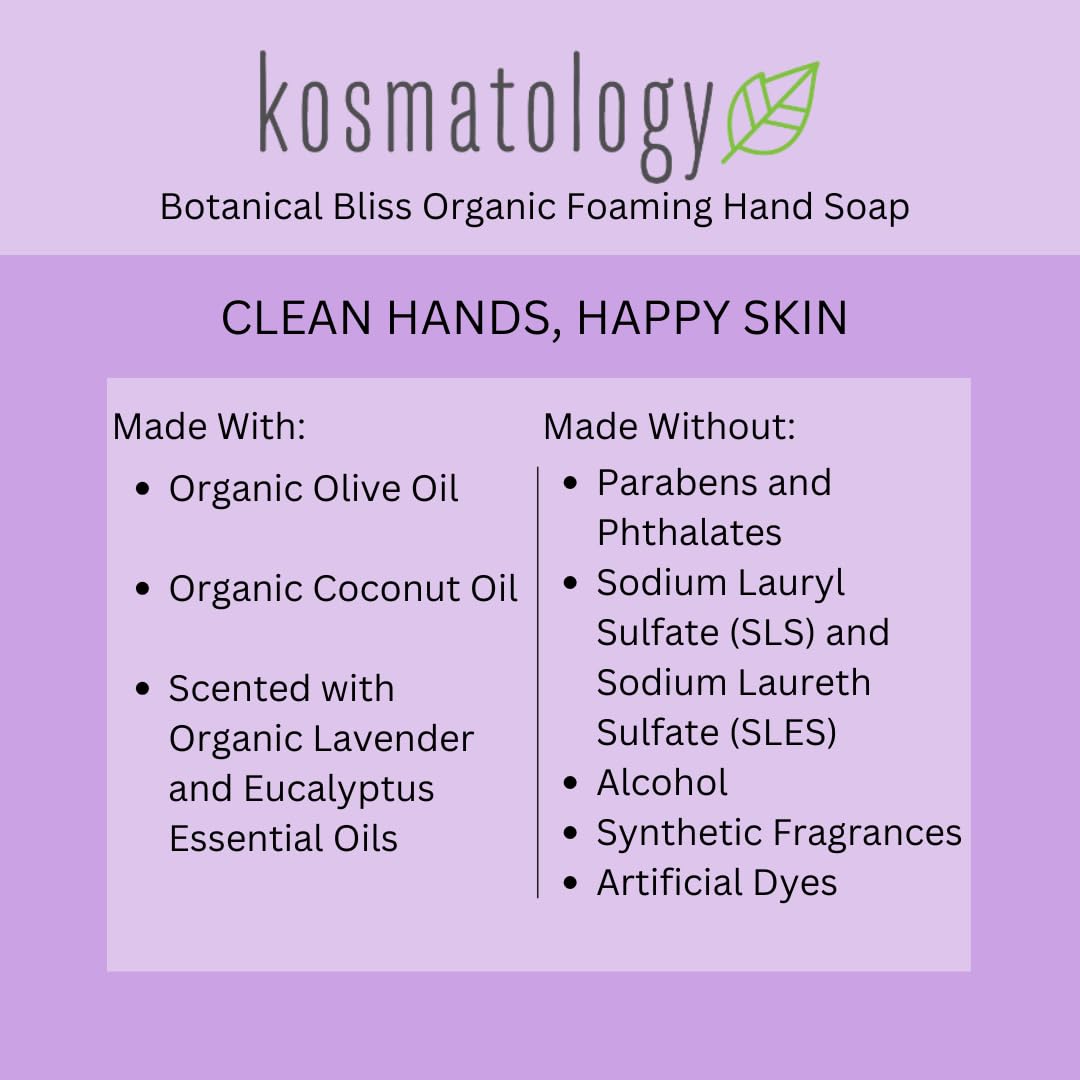 Kosmatology Botanical Bliss ingredientes orgánicos: lavado delicado con base natural.