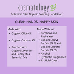 Kosmatology Botanical Bliss ingredientes orgánicos: lavado delicado con base natural.