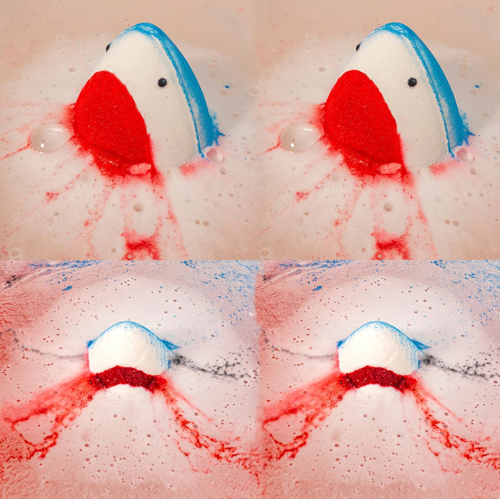 Kottke Shark Bath Bombs produce vibrant bubbles and gentle fragrance.