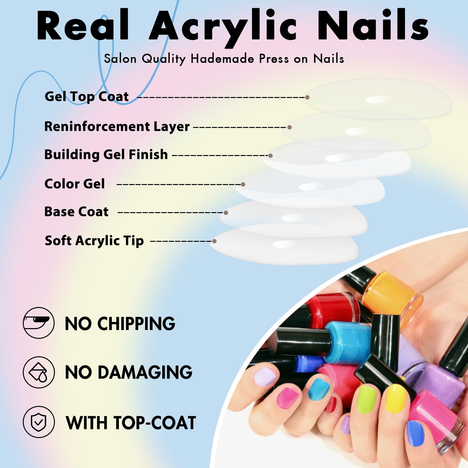 Aplicación fácil de uñas KQueenest con set completo.