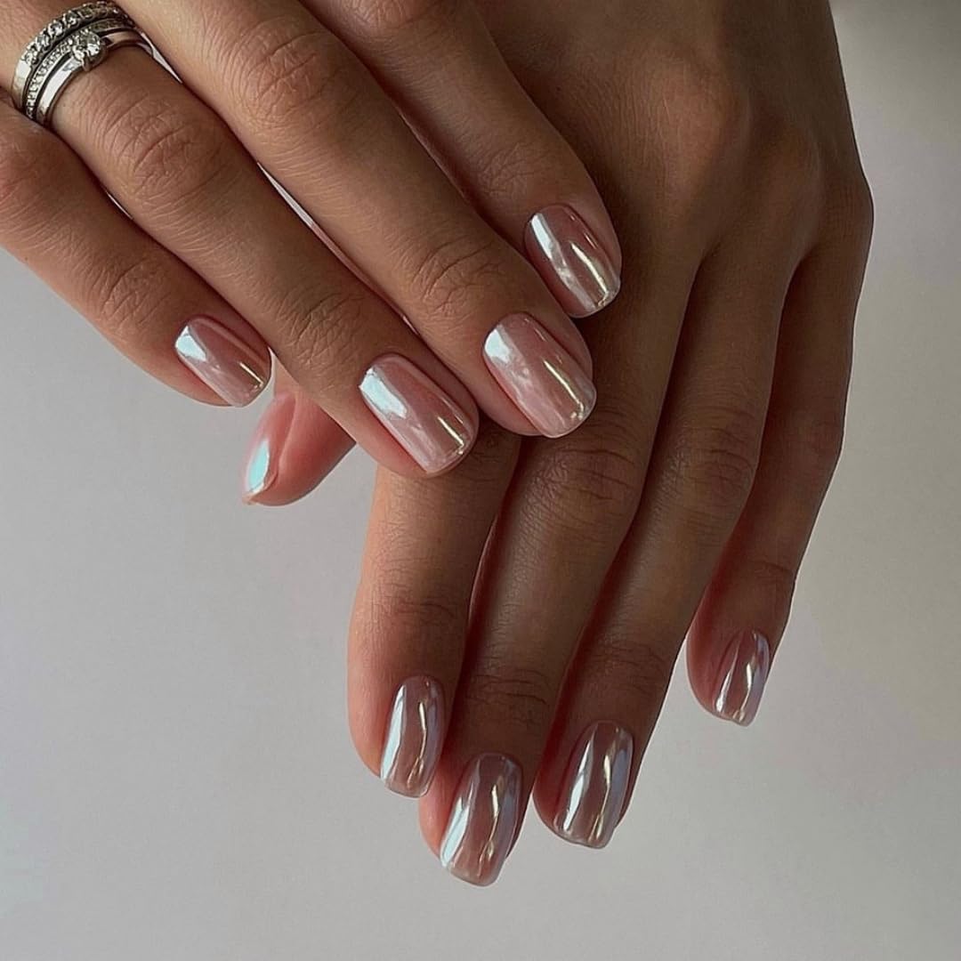 KQueenest uñas forma coffin corta con aspecto natural y duradero