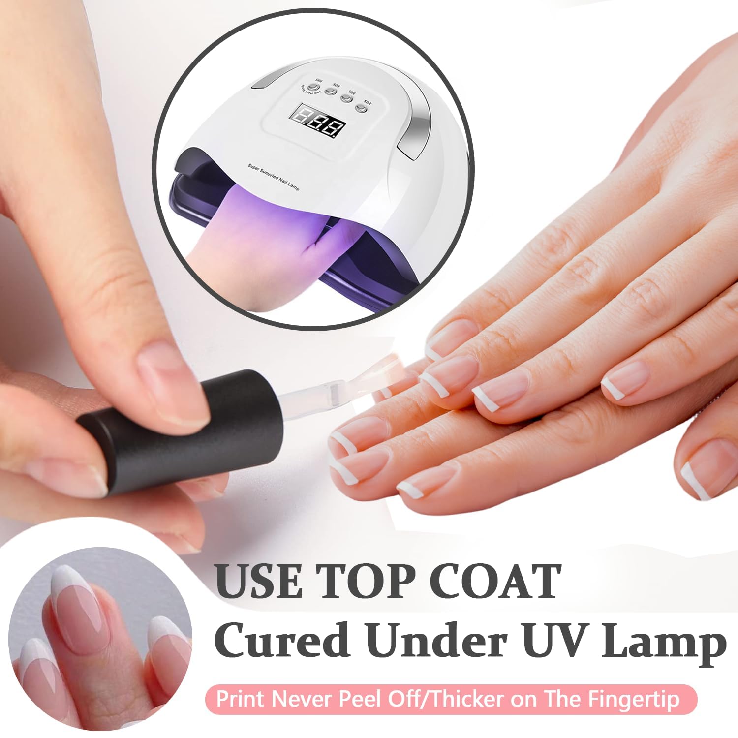 Uñas francesas KQueenest corto elegante, perfecto para bodas y oficina.