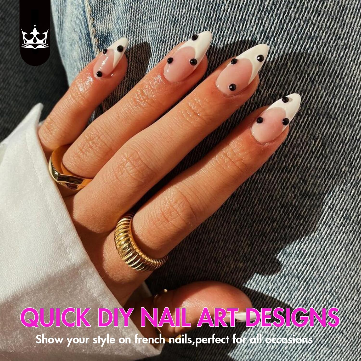 Uñas pegables KQueenest tono carne natural, instalación rápida en casa.