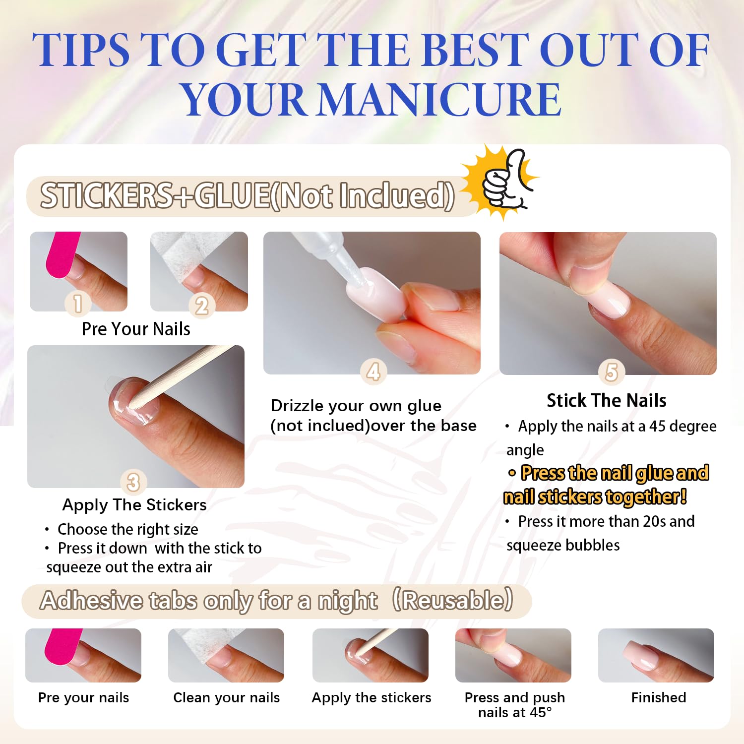 Uñas adhesivas KQueenest duraderas para semanas o días, según necesidad