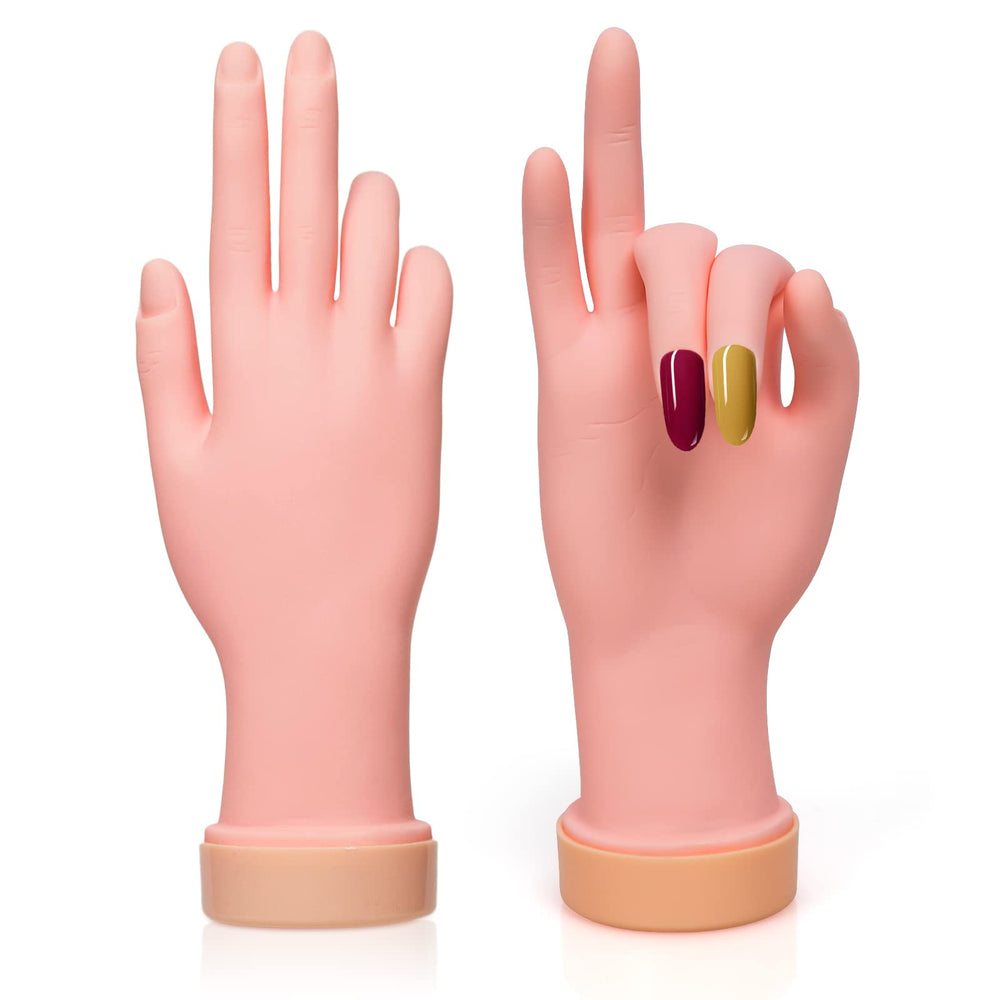 Mano de práctica krofaue derecha, 2 piezas, ideal para practicar uñas acrílicas.