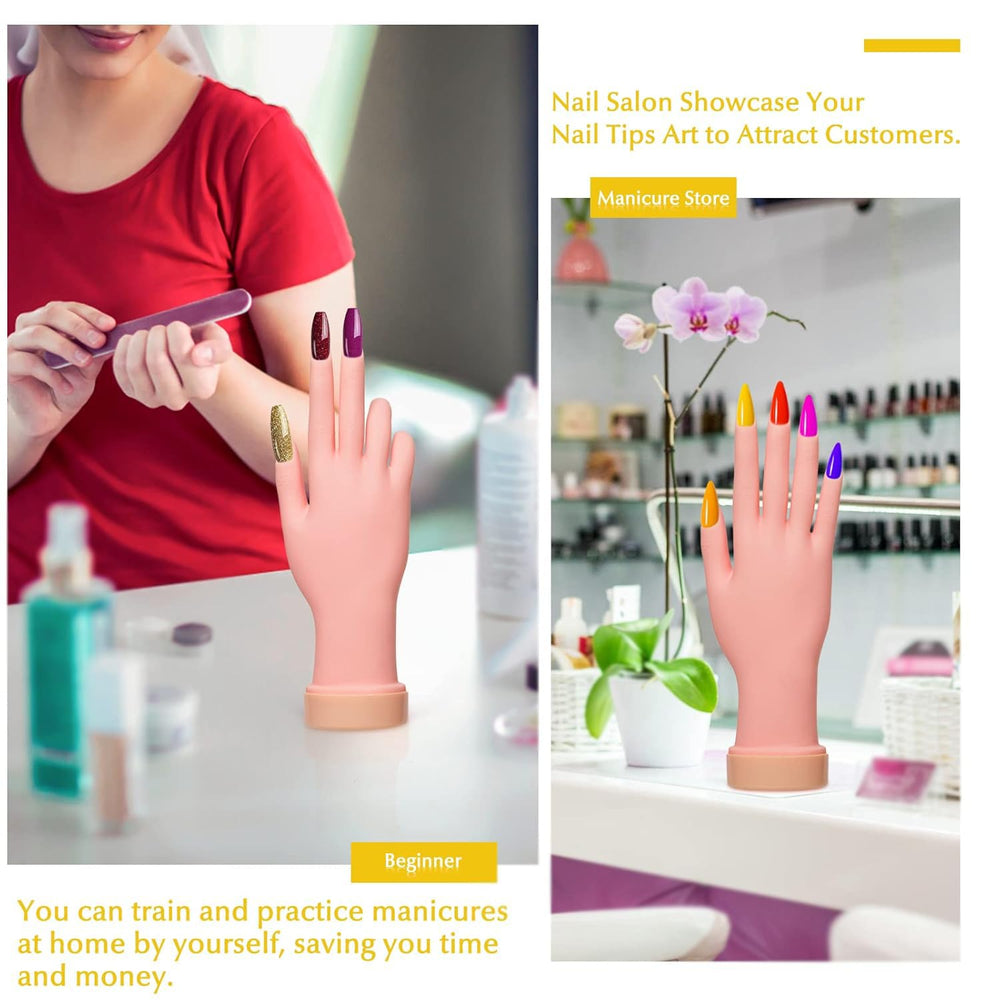 Krofaue mano derecha, se dobla para diversas poses de nail art.