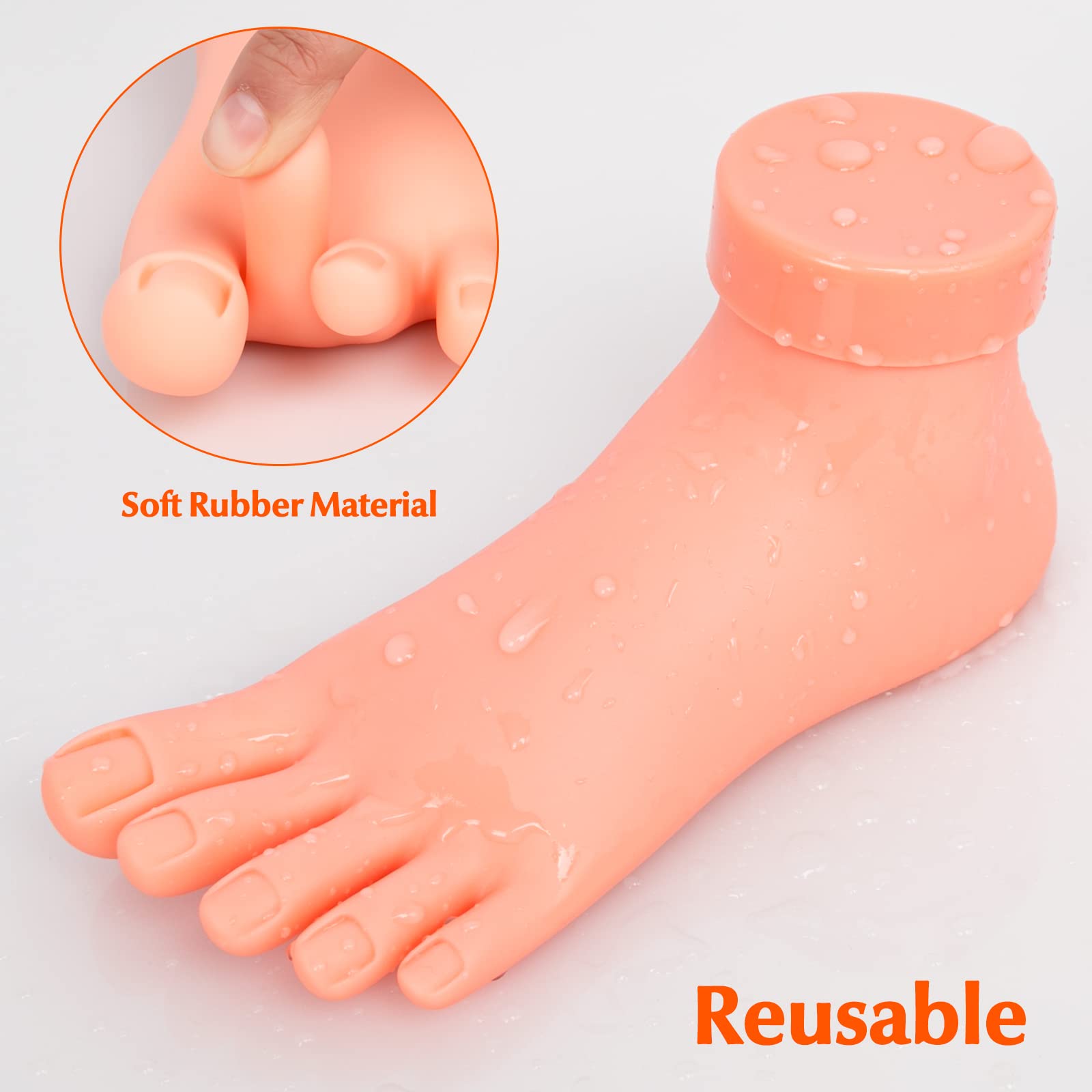 Krofaue pie práctico utilizado como exhibición de trabajos de uñas.